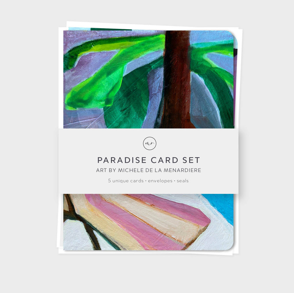 Travel-Inspired Abstract Art Card Set  – Paradise (Set of 5)