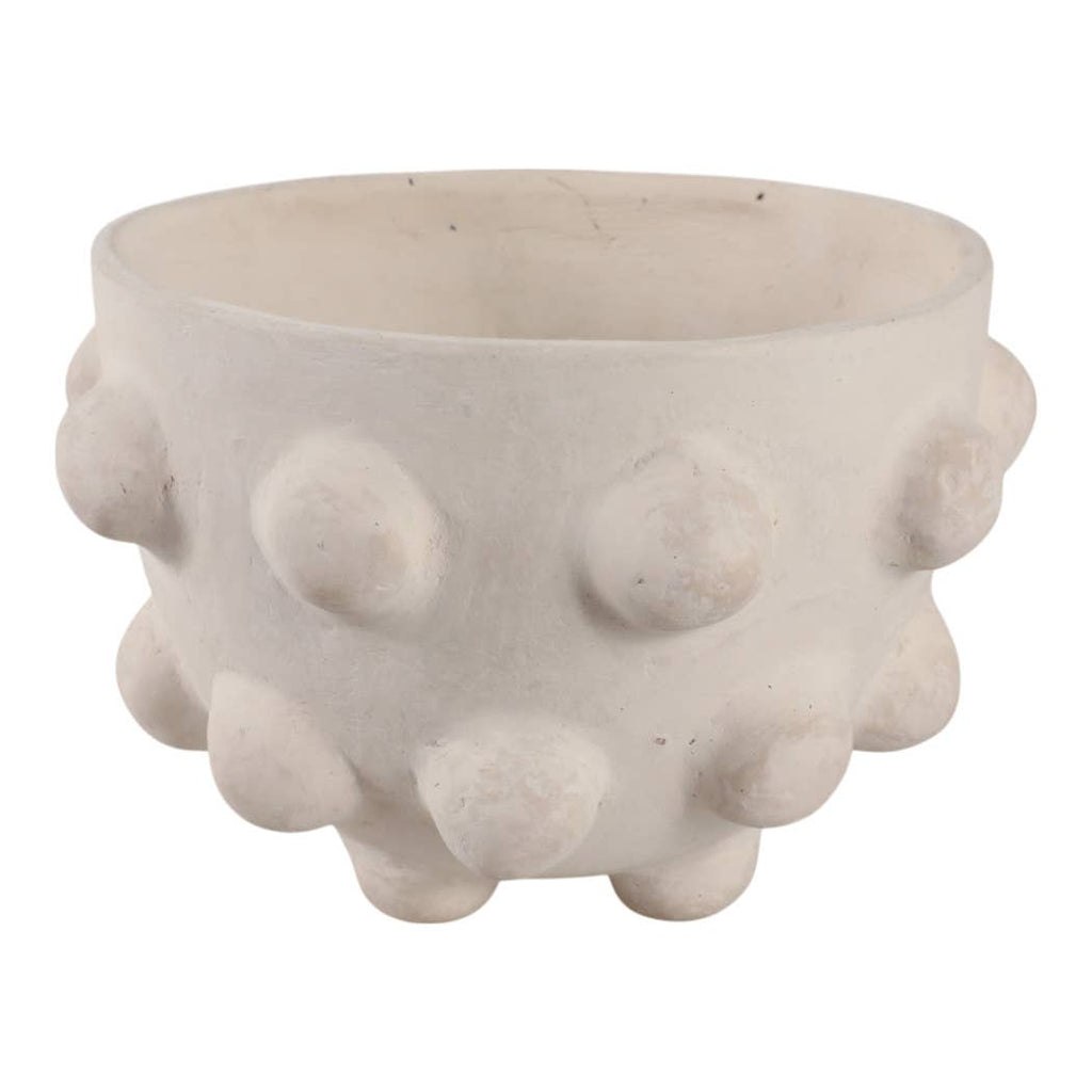 Decorative Bowl - White Ceramic Hobnail Exterior, 6 in.