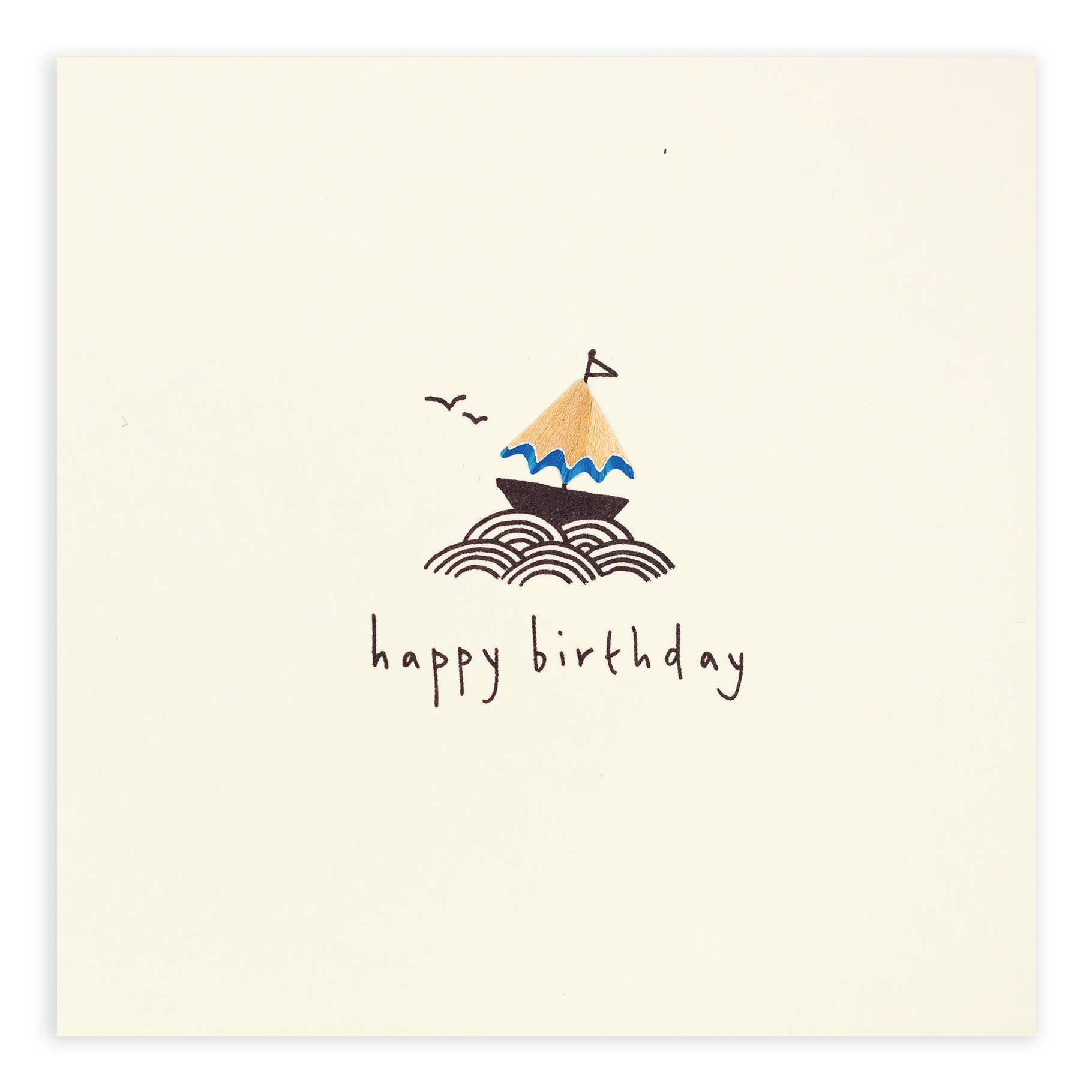 Birthday Sailboat Card – Handfinished UK Real Pencil Shaving