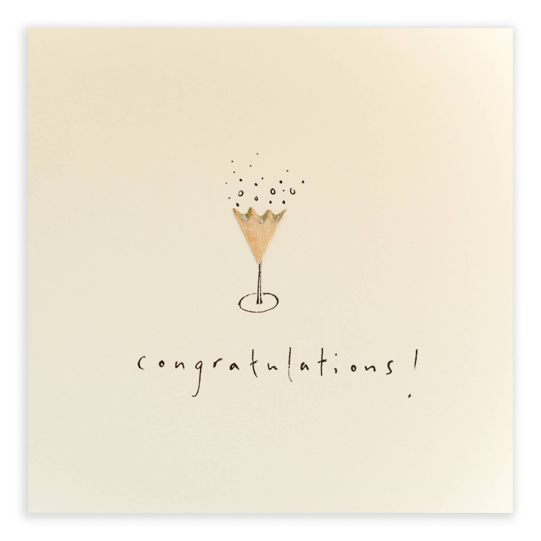 Champagne Congrat Card – Handfinished UK Real Pencil Shaving