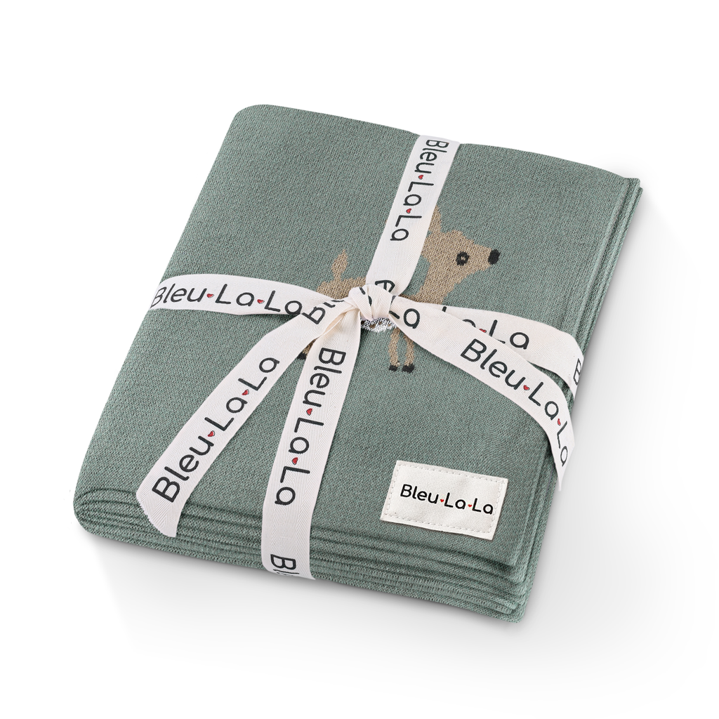 100% Luxury Cotton Receiving Swaddle Baby Blanket - Deer