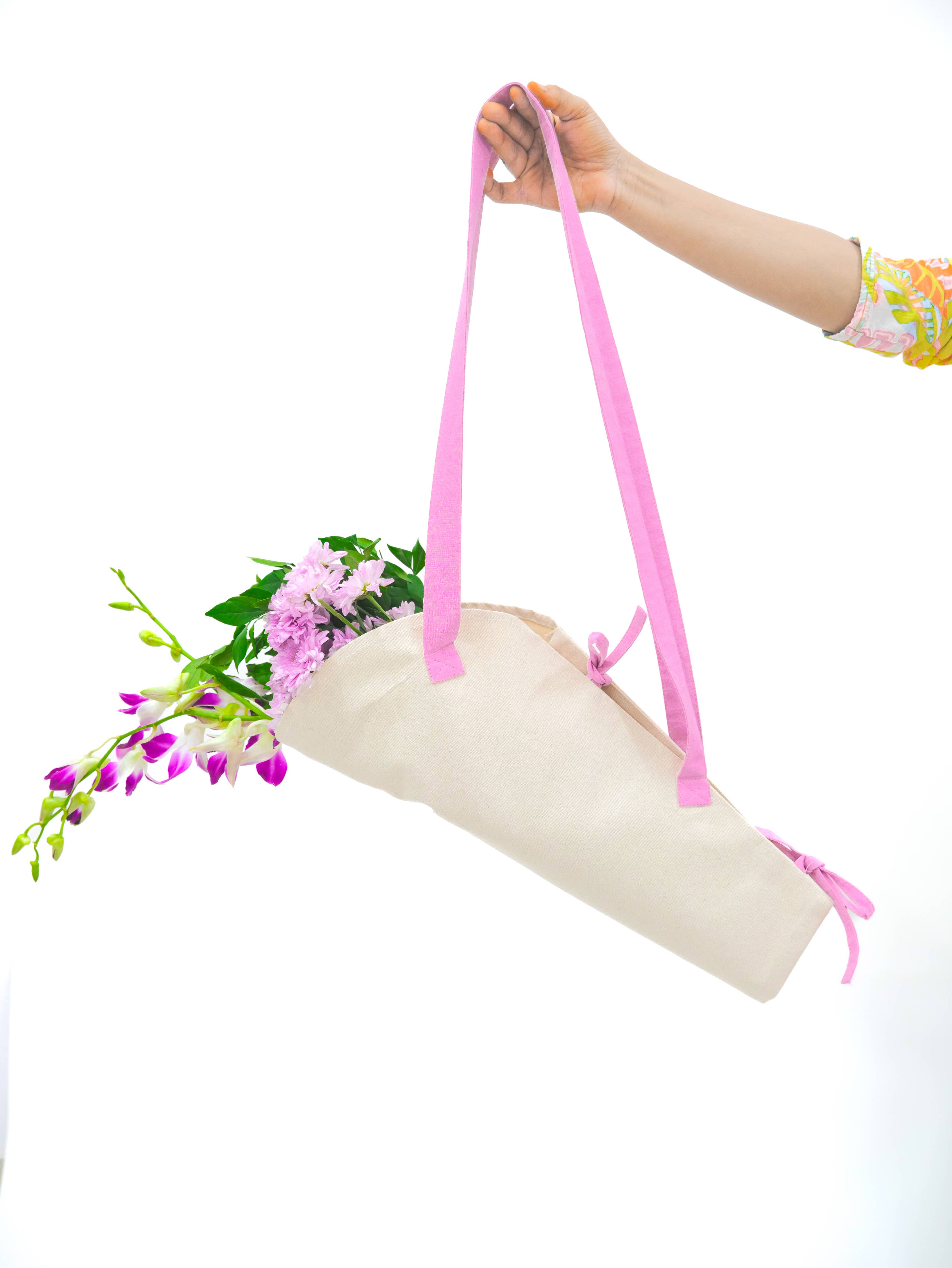 Canvas Flower Tote | Canvas Bouquet Bag | Unbranded