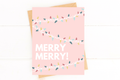 Cute Pink Holiday Card Merry Merry Christmas Card Girlie