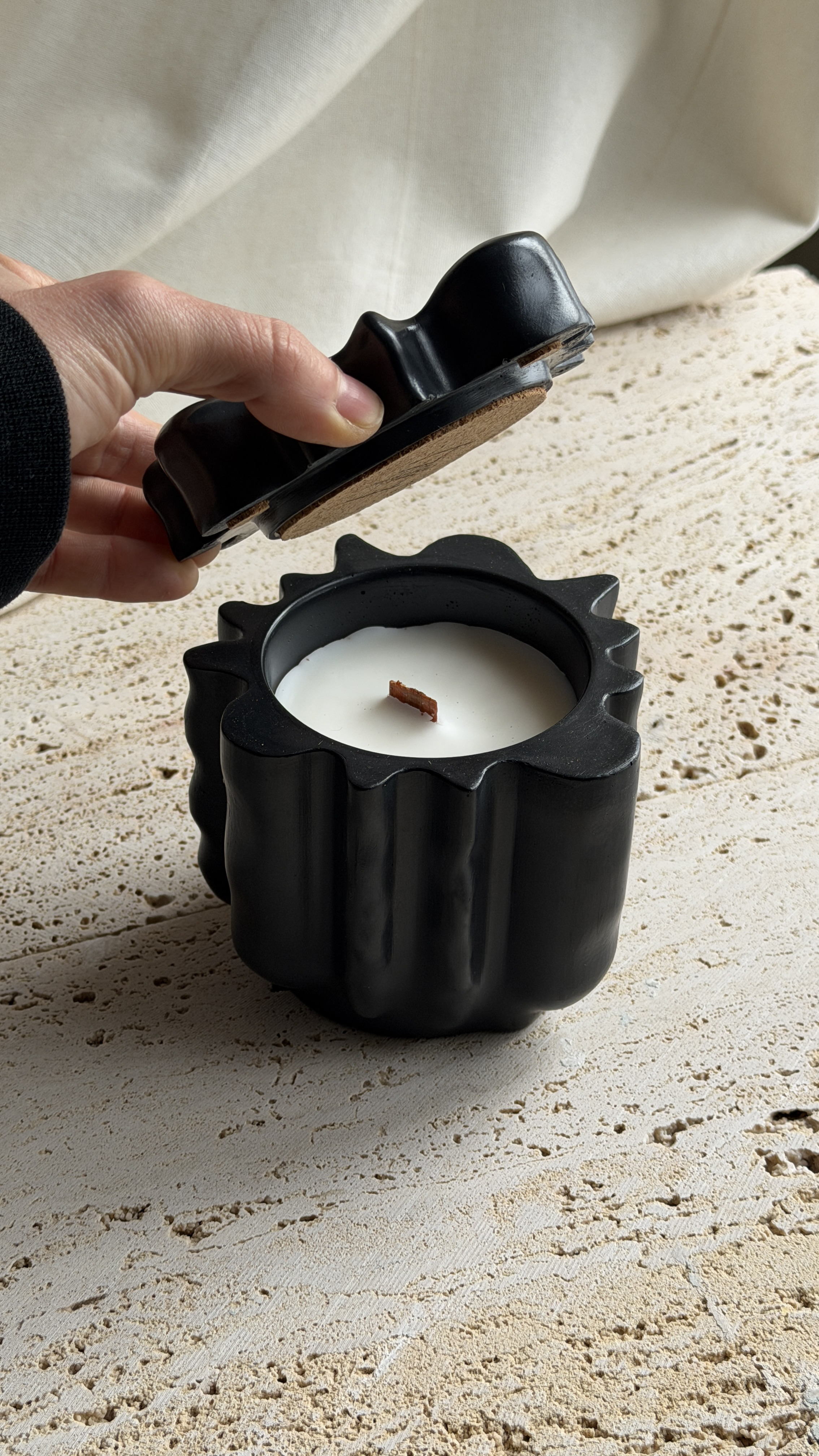 MARE no. 6 - coconut wax candle in hand cast concrete jar
