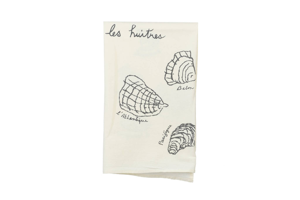 Oyster variety tea towel