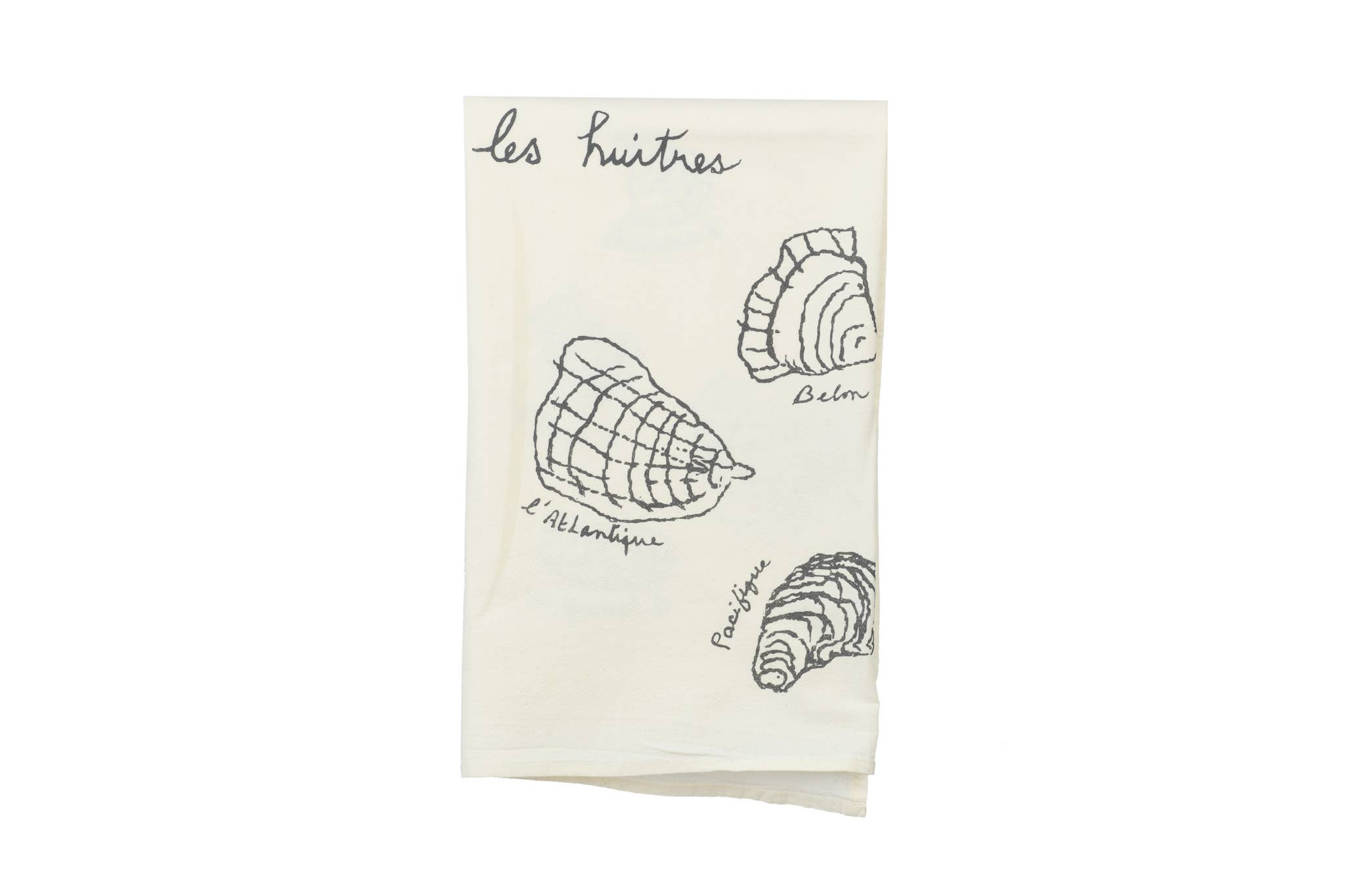 Oyster variety tea towel