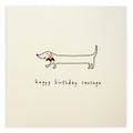 Birthday Sausage Dog Card  – Handfinished UK Pencil Shavings
