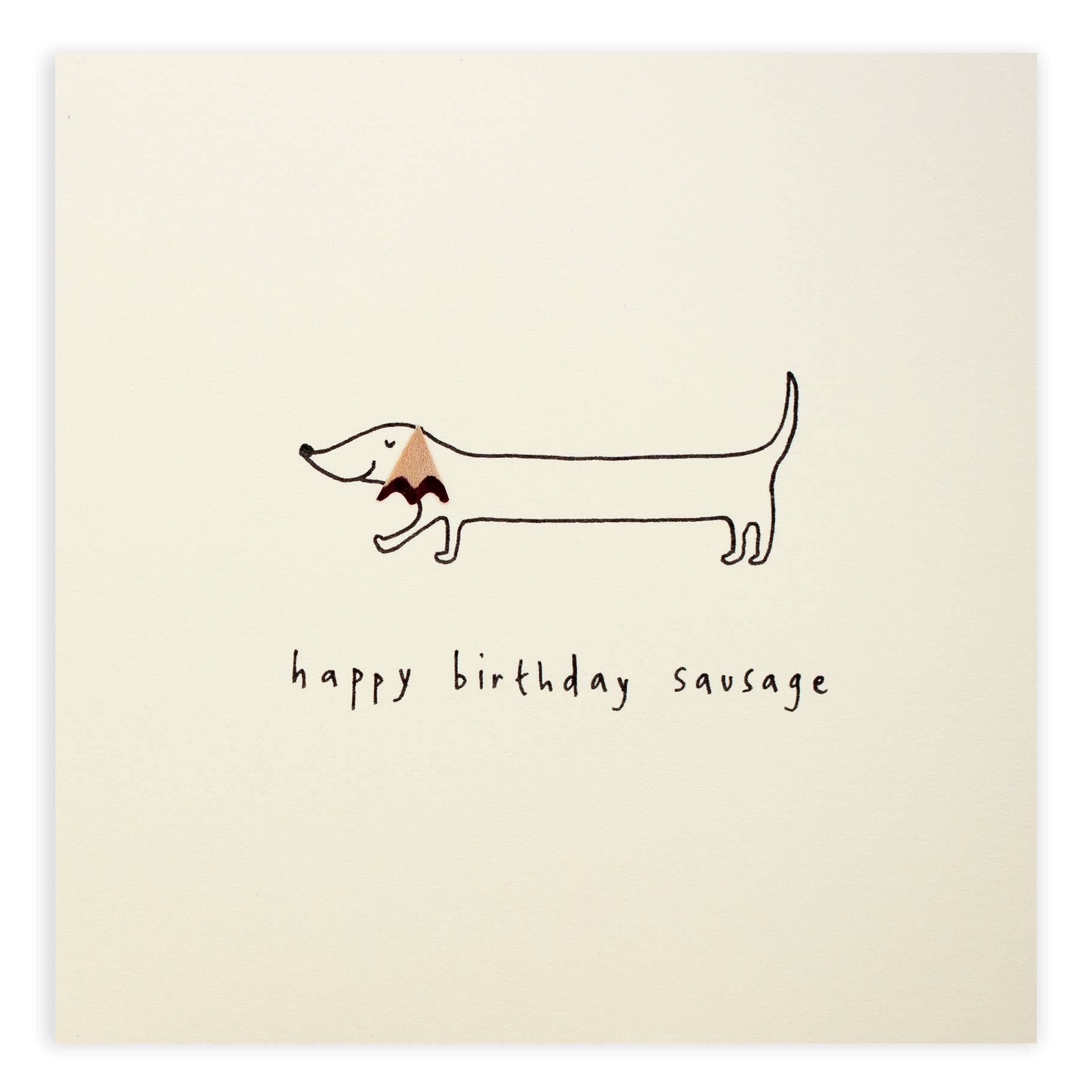 Birthday Sausage Dog Card  – Handfinished UK Pencil Shavings
