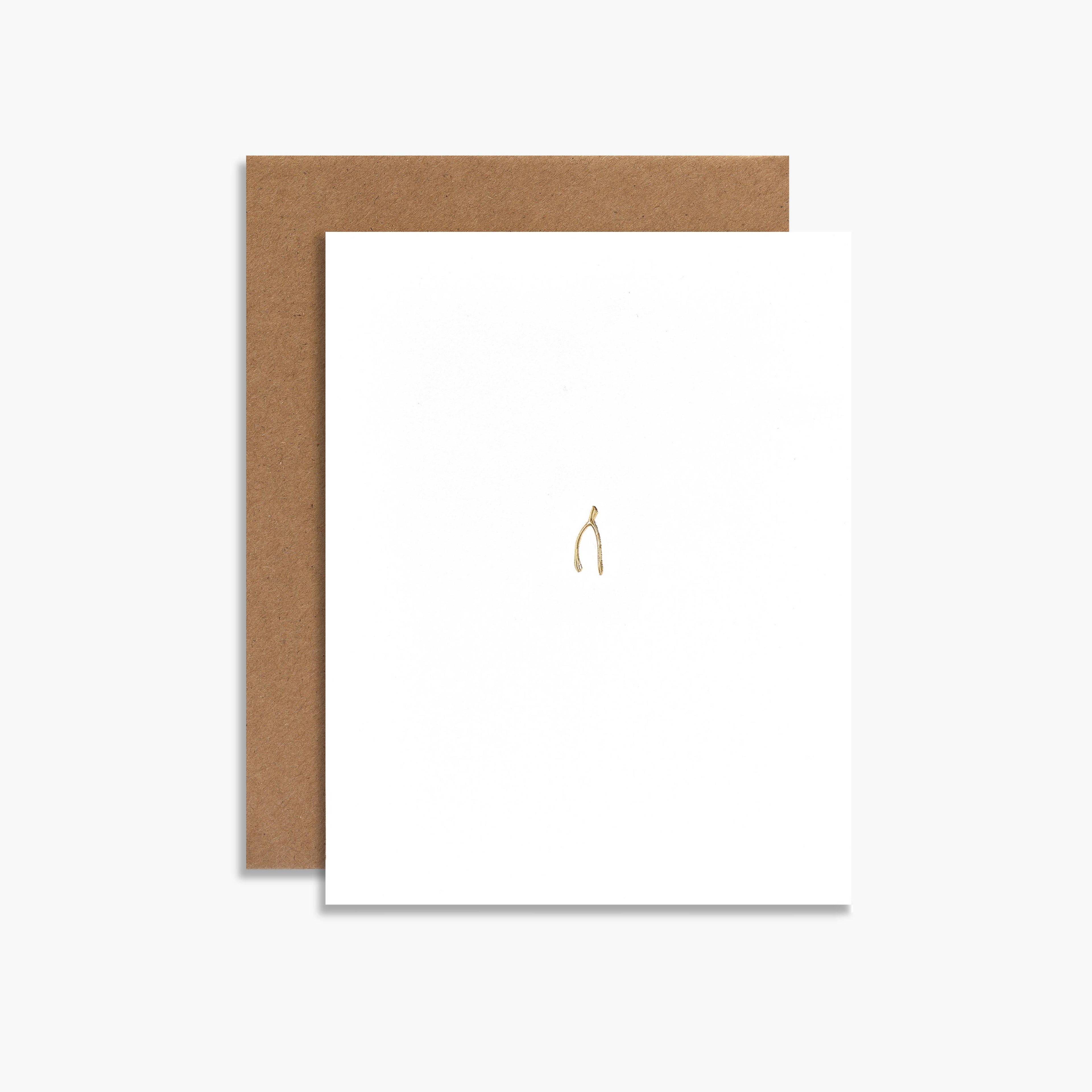 Wishbone Gold Foil Greeting Card Minimal Happy Birthday Card