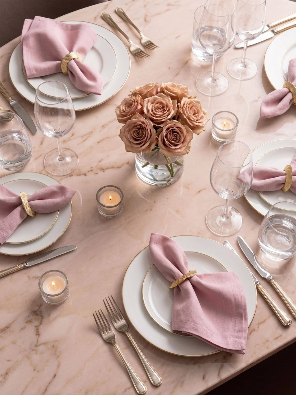 Tuscany Textured Antique Gold Napkin Rings — Set of 6