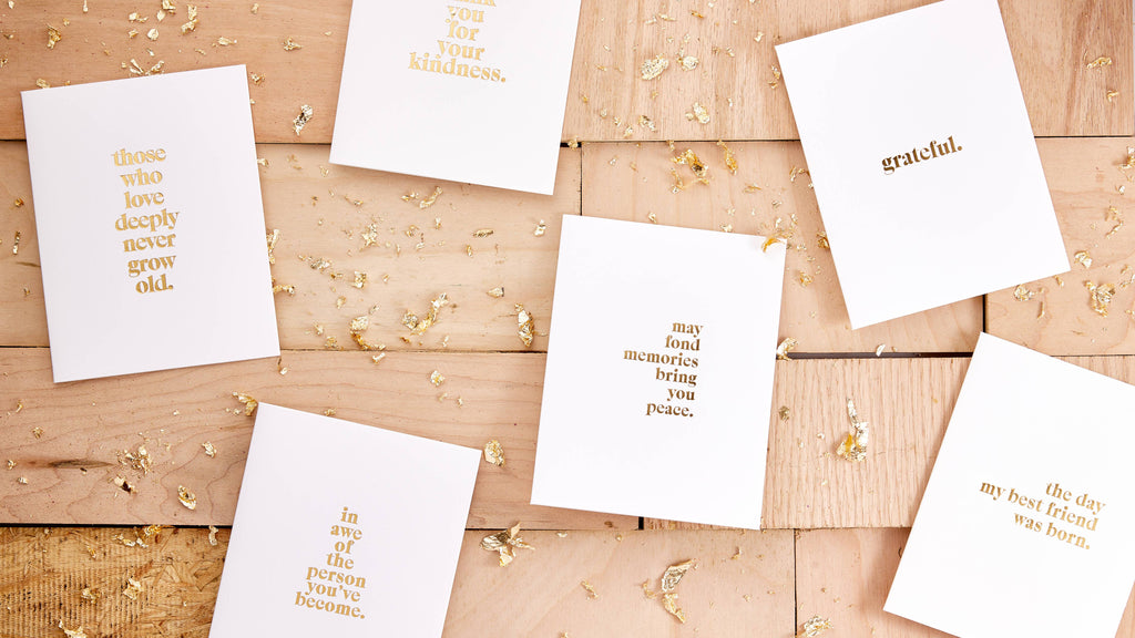Wishbone Gold Foil Greeting Card Minimal Happy Birthday Card