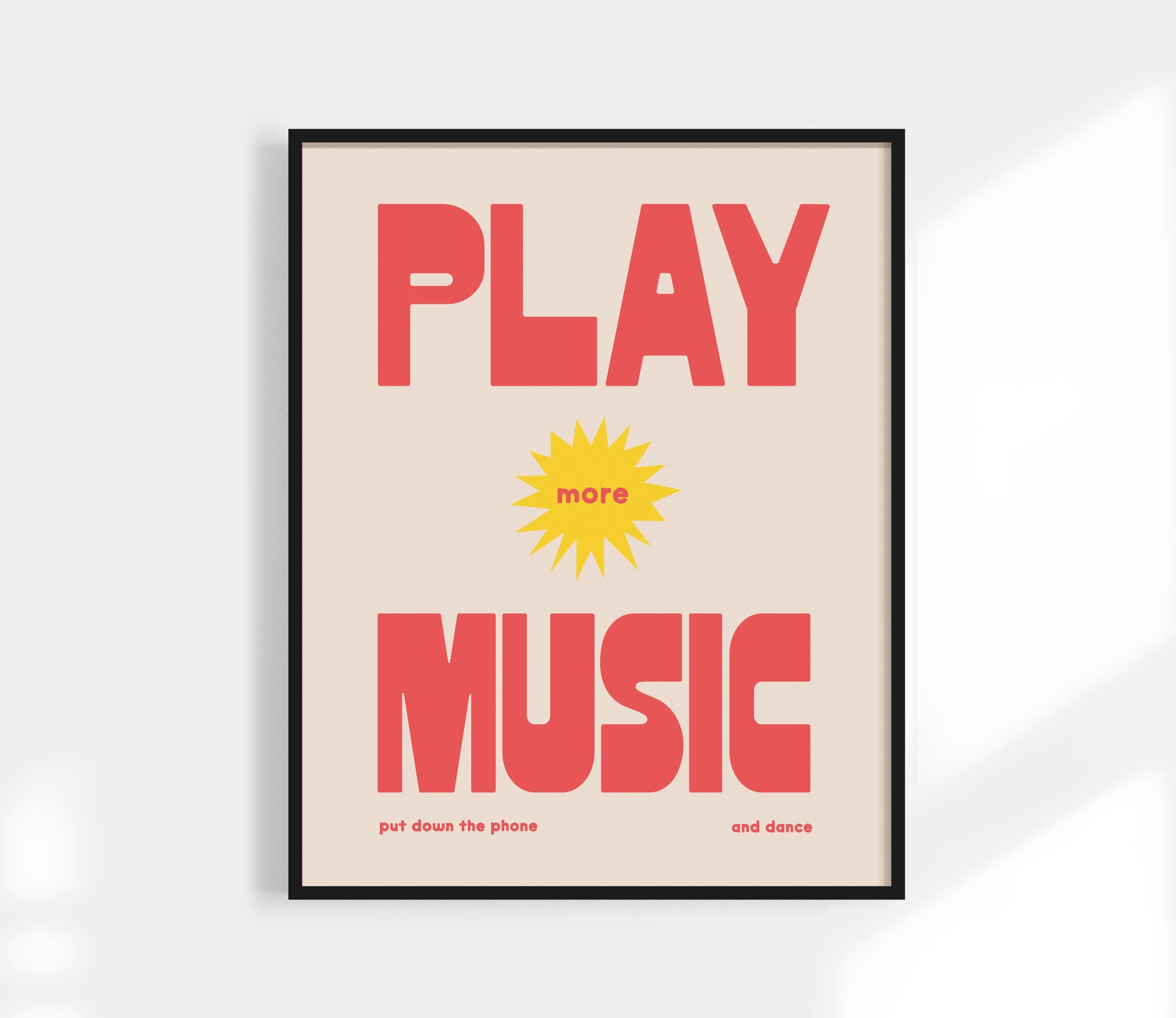 Play More Music Print - Retro Poster
