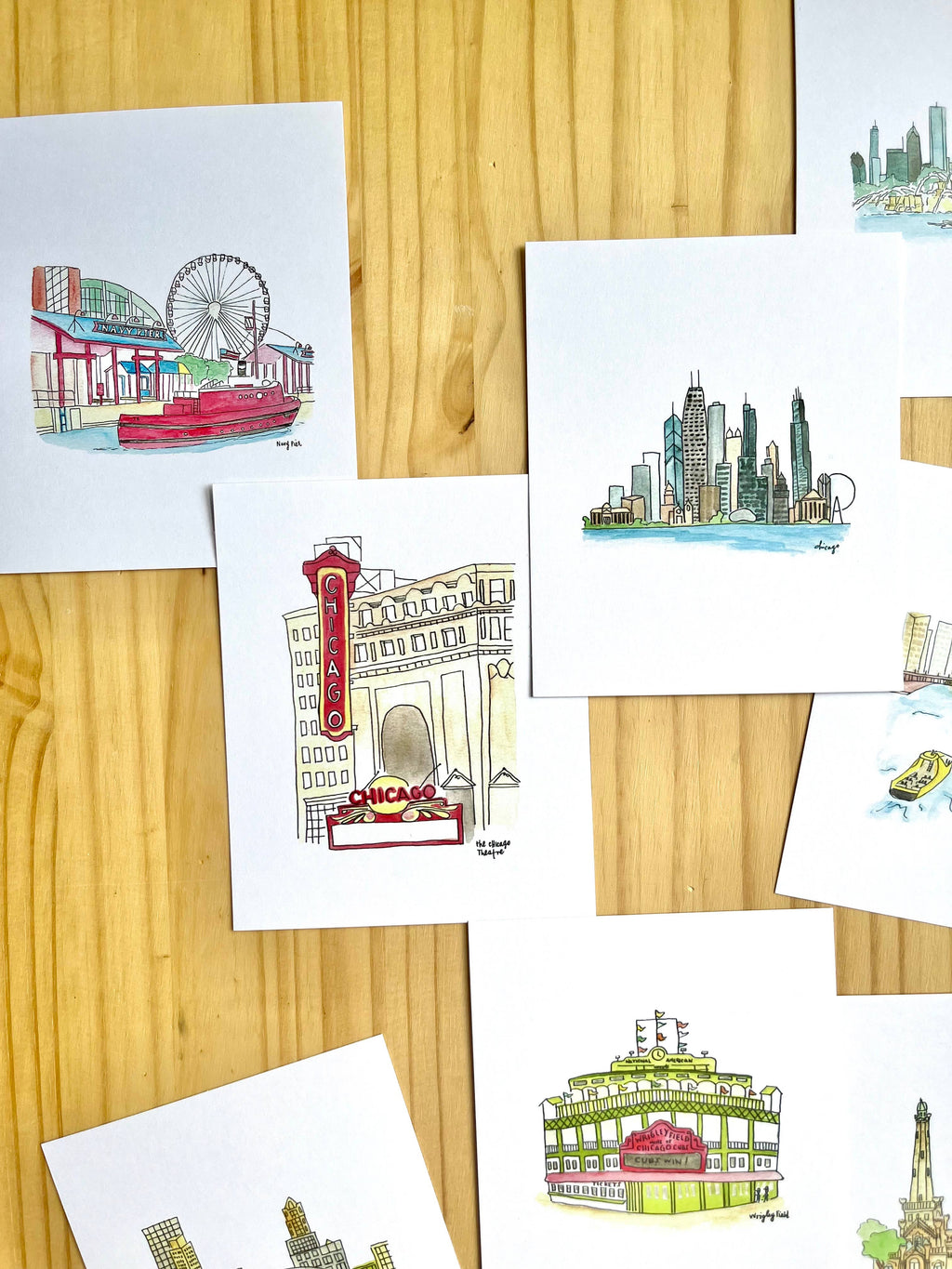 Chicago Watercolor Postcard pack