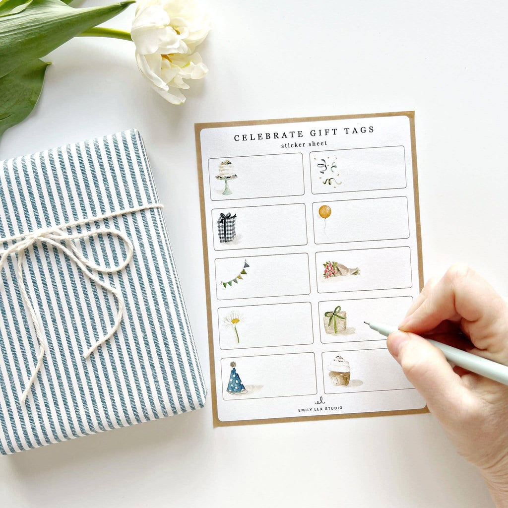 Celebrate gift tag label sticker sheets