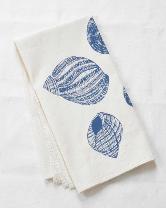 Periwinkle Shell Tea Towel - Organic Cotton - Blue-violet