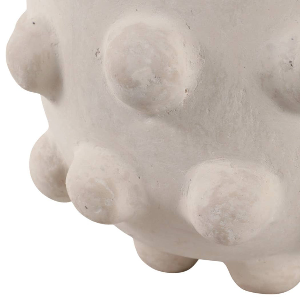 Decorative Bowl - White Ceramic Hobnail Exterior, 6 in.