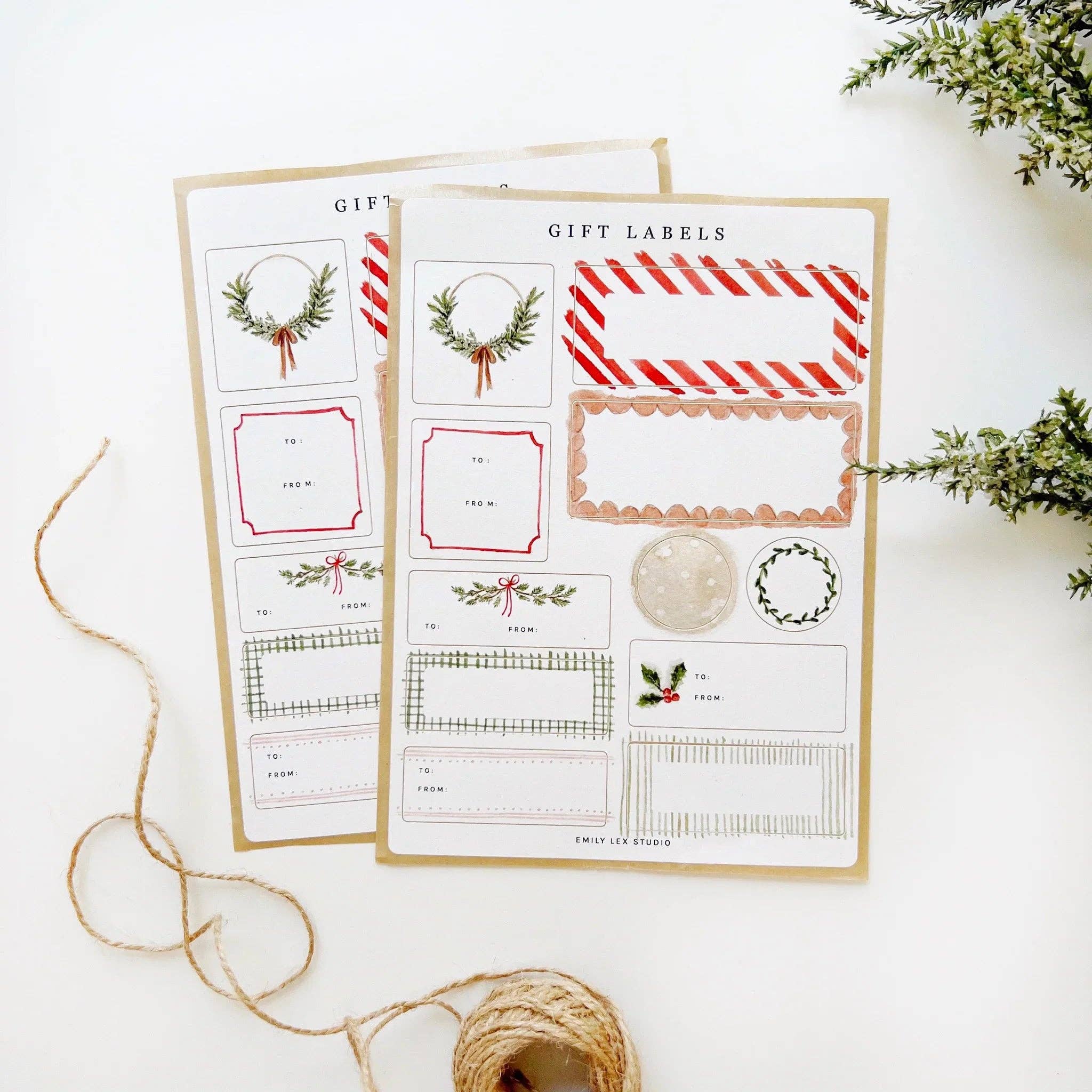 Christmas Gift Tag Label sticker sheets