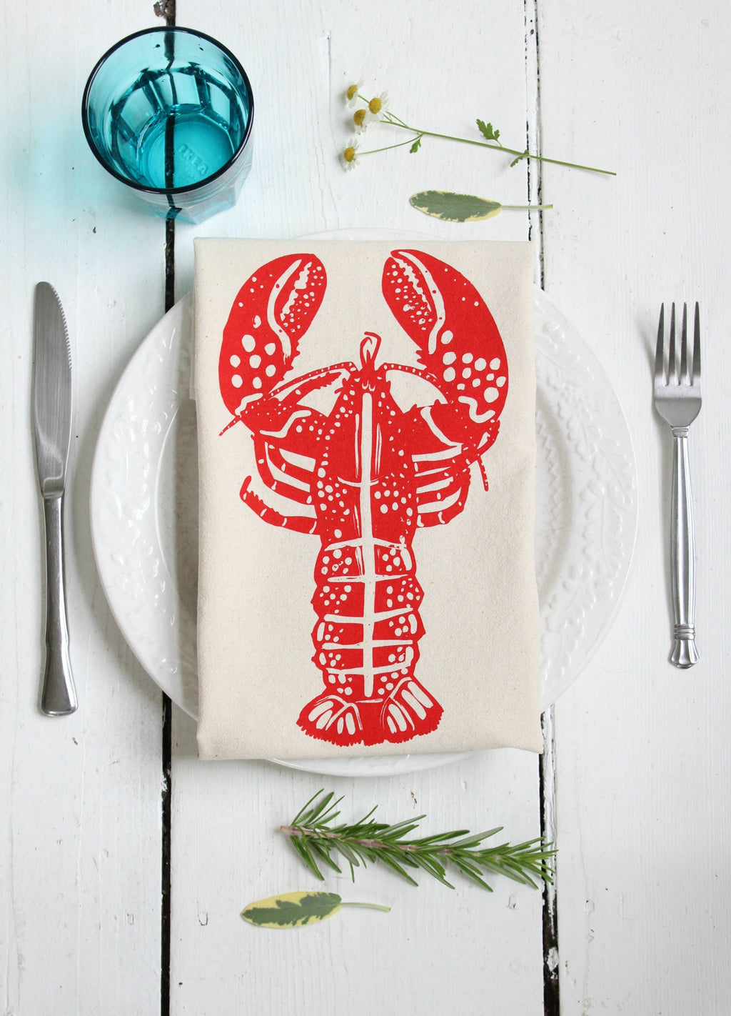 Lobster Tea Towel - Organic Cotton - Red - Eco-Friendly