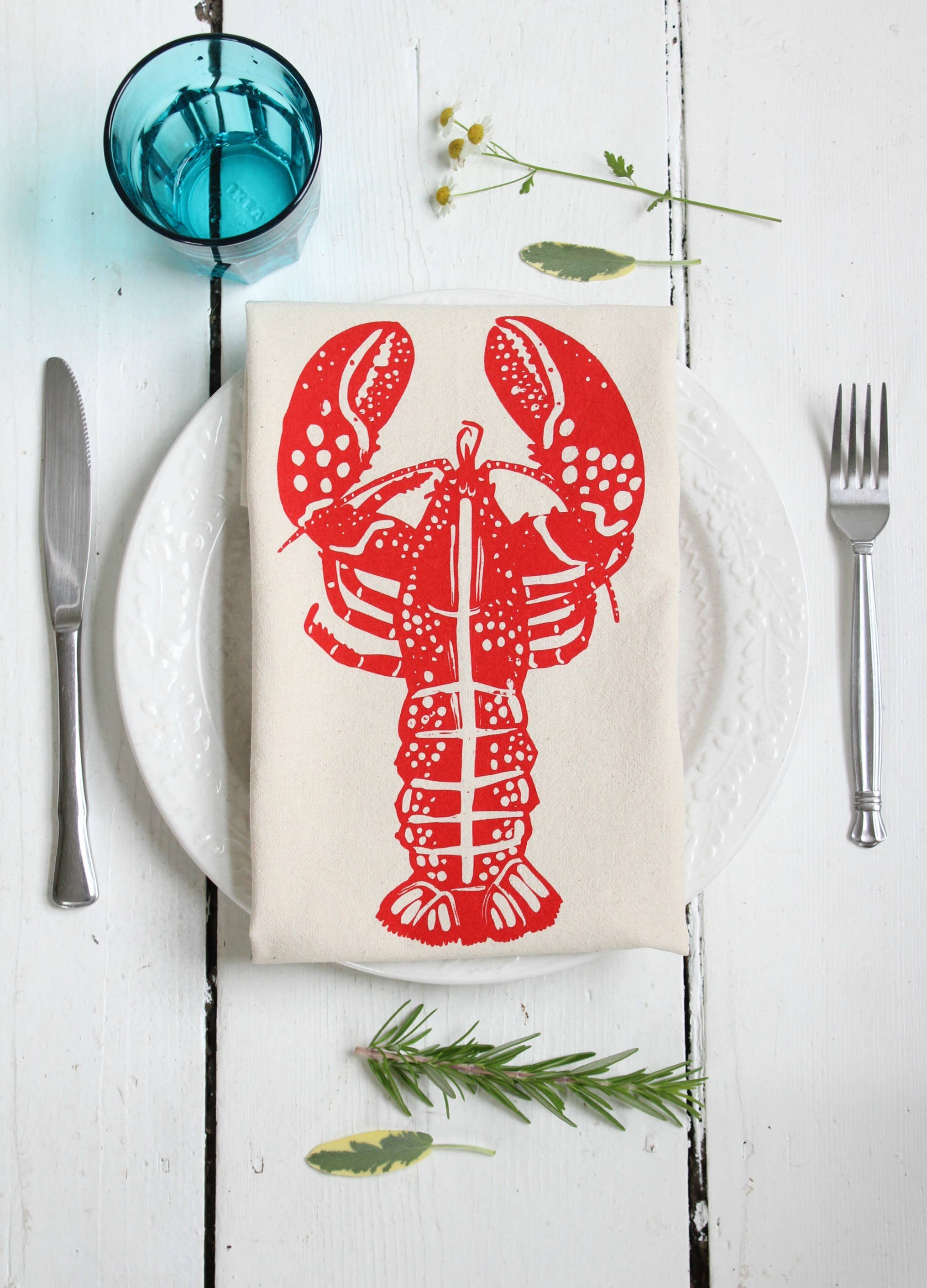 Lobster Tea Towel - Organic Cotton - Red - Eco-Friendly