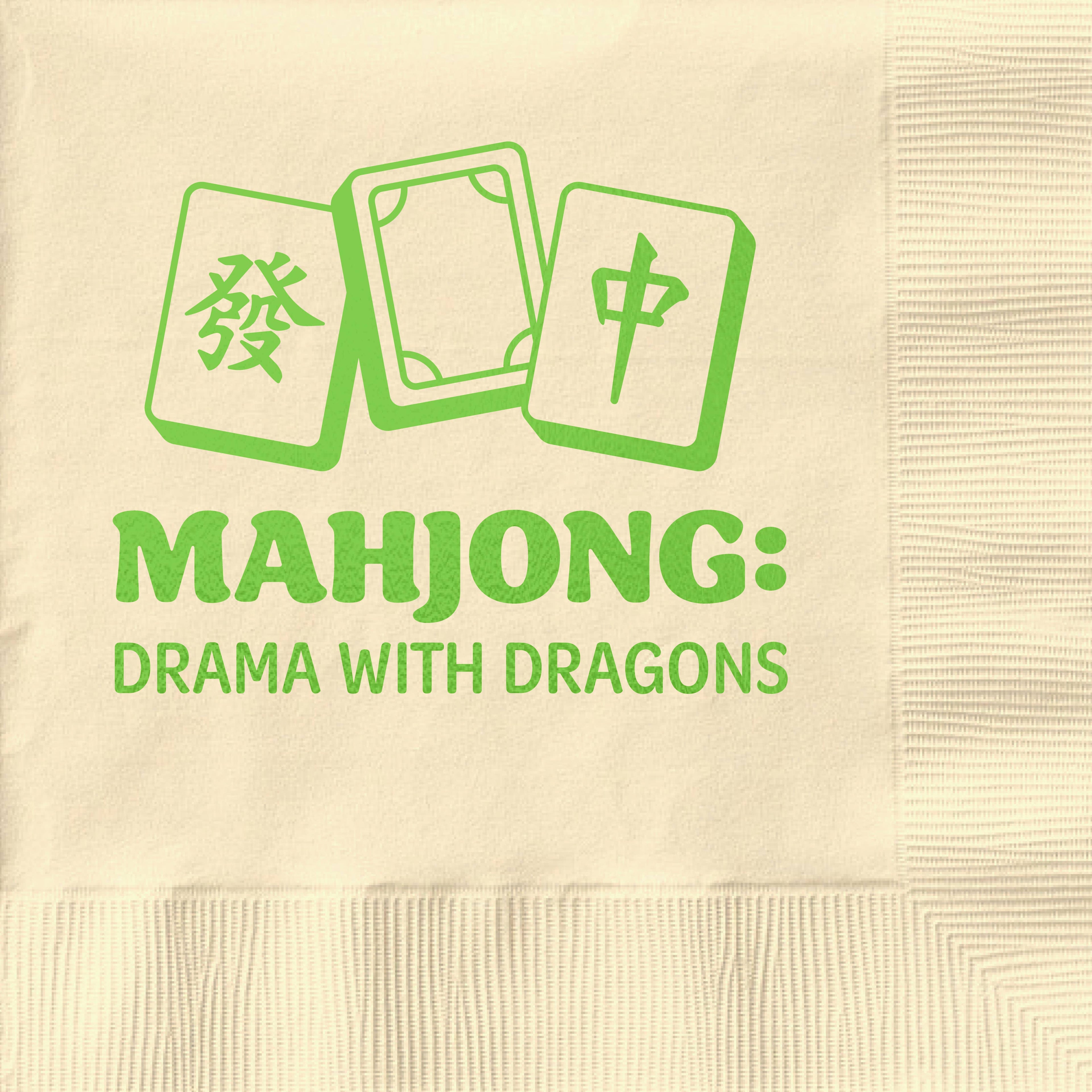 Drama With Dragons Mahjong - Funny Cocktail Napkin