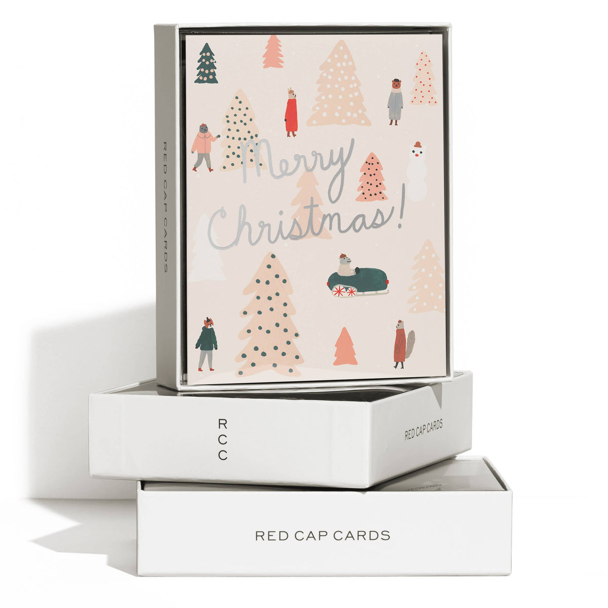Pink Trees Christmas greeting card