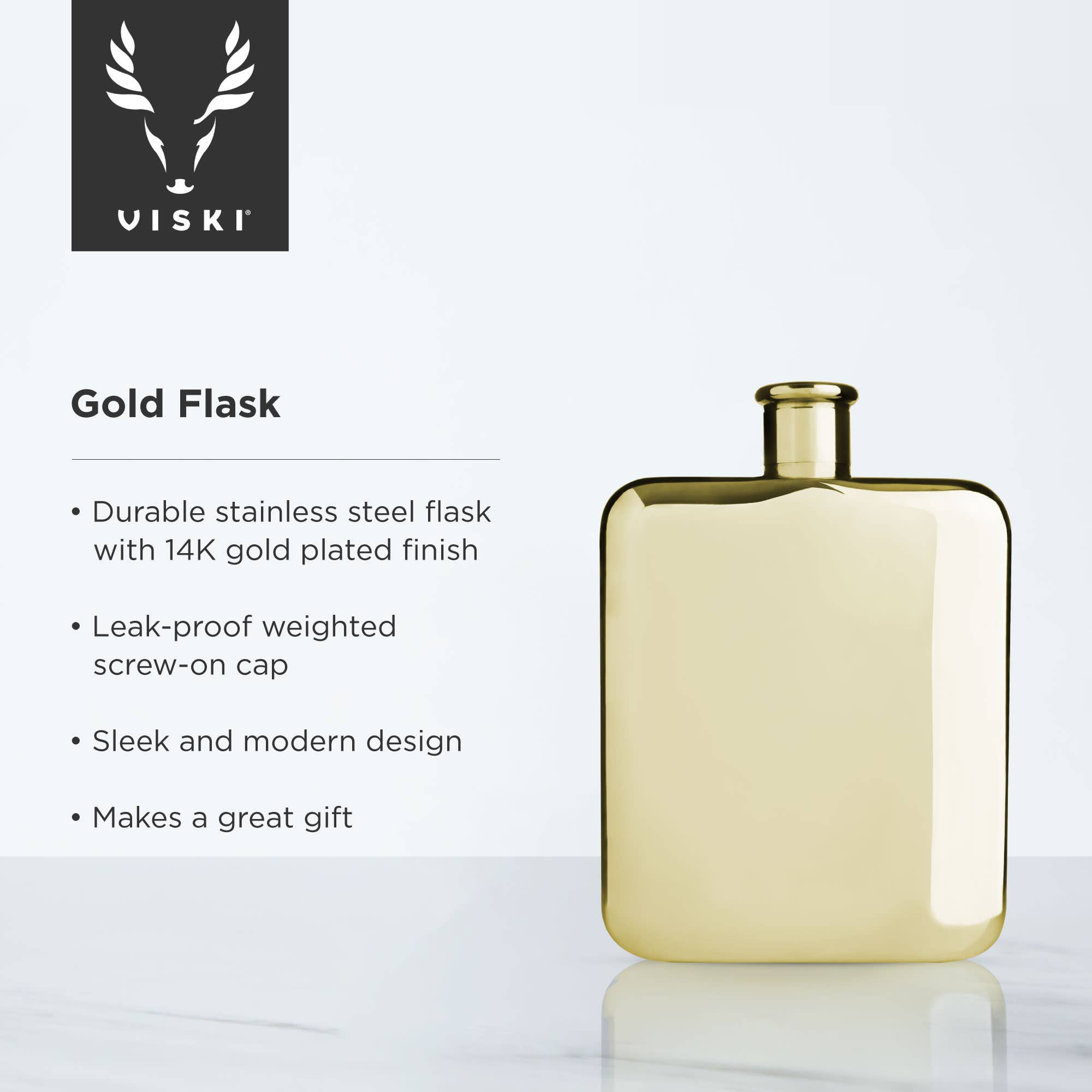 Belmont™ Polished Gold Plated Flask