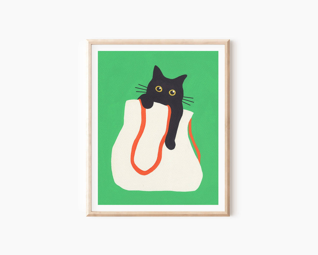 Cat in Bag Art Print