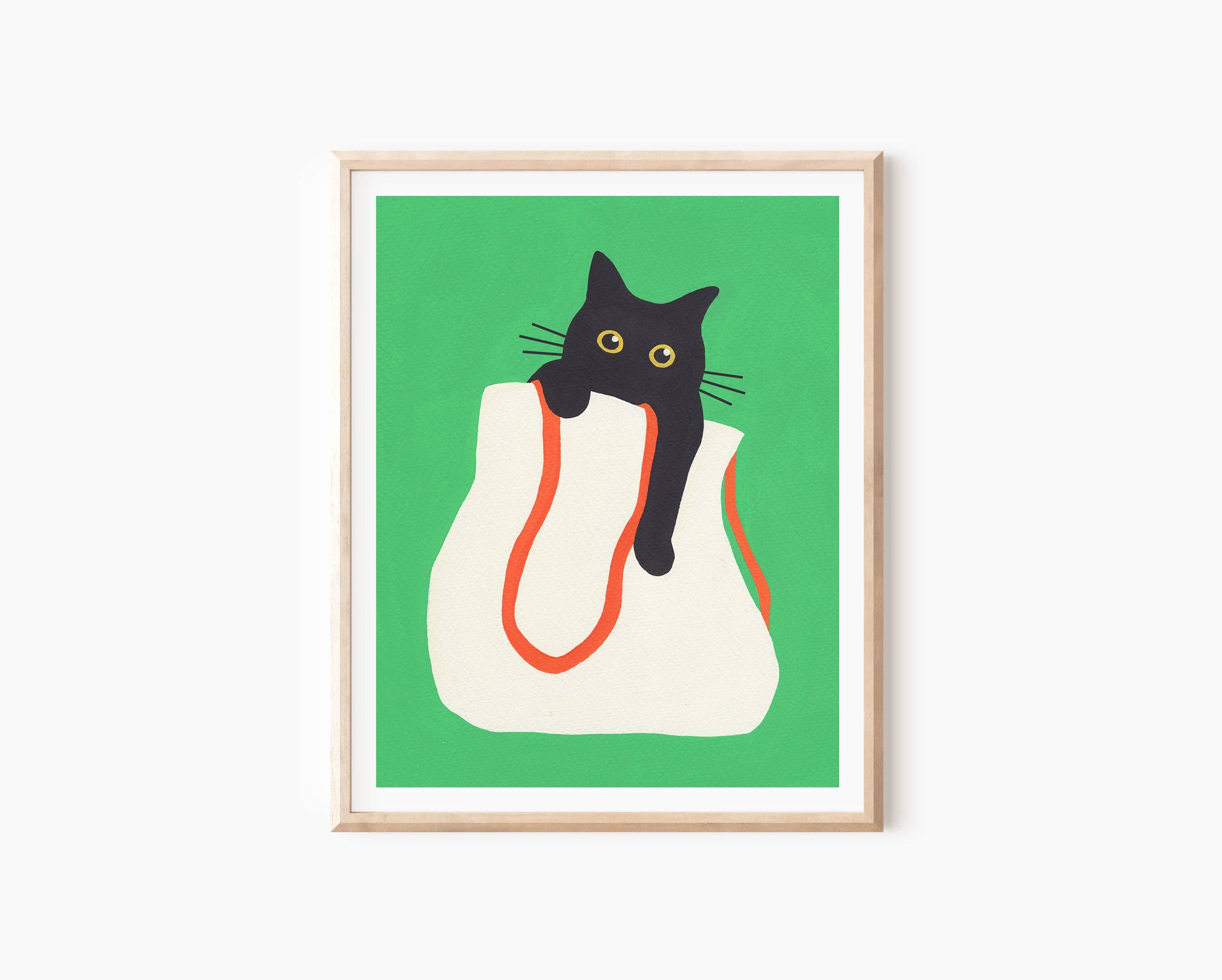 Cat in Bag Art Print