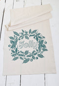 Holiday Tea Towel, Jolly in Dark Green, Organic Cotton