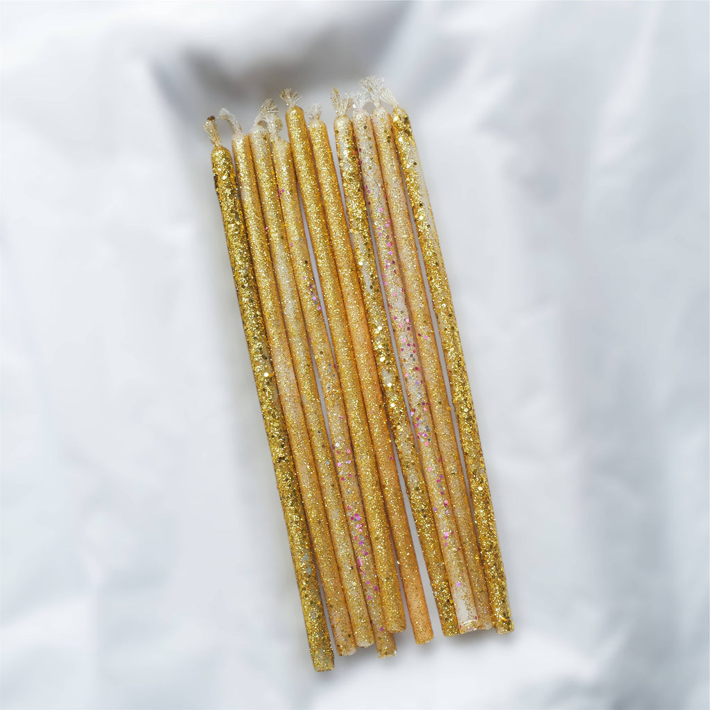 Birthday candles natural wax / Biodegradable glitter