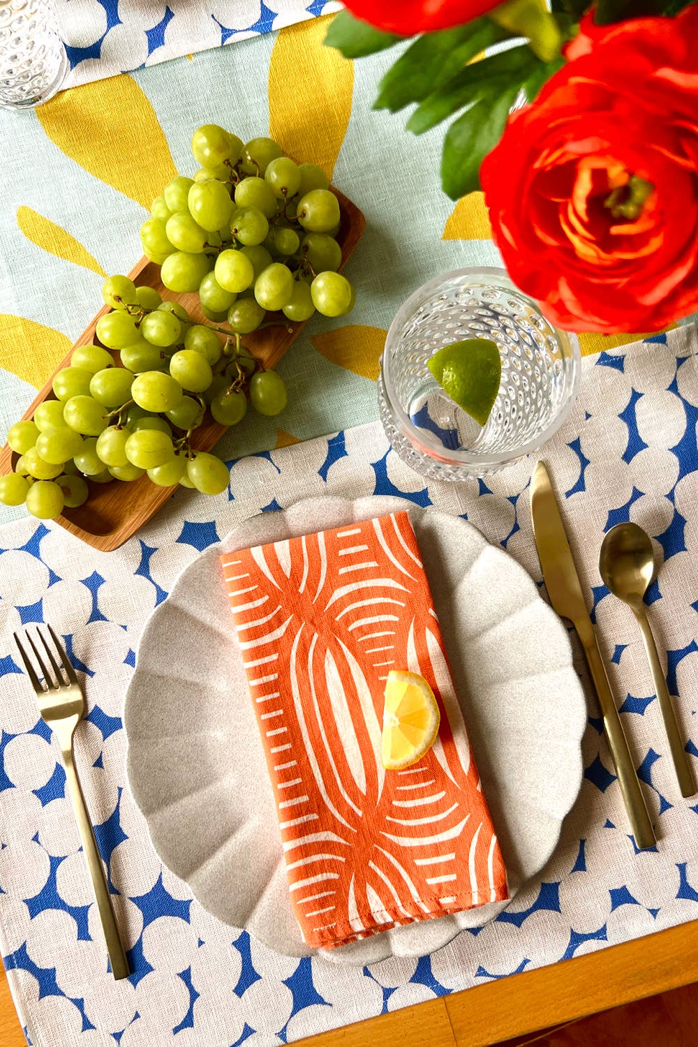 Summer Weave linen napkin, coral, SET OF 4