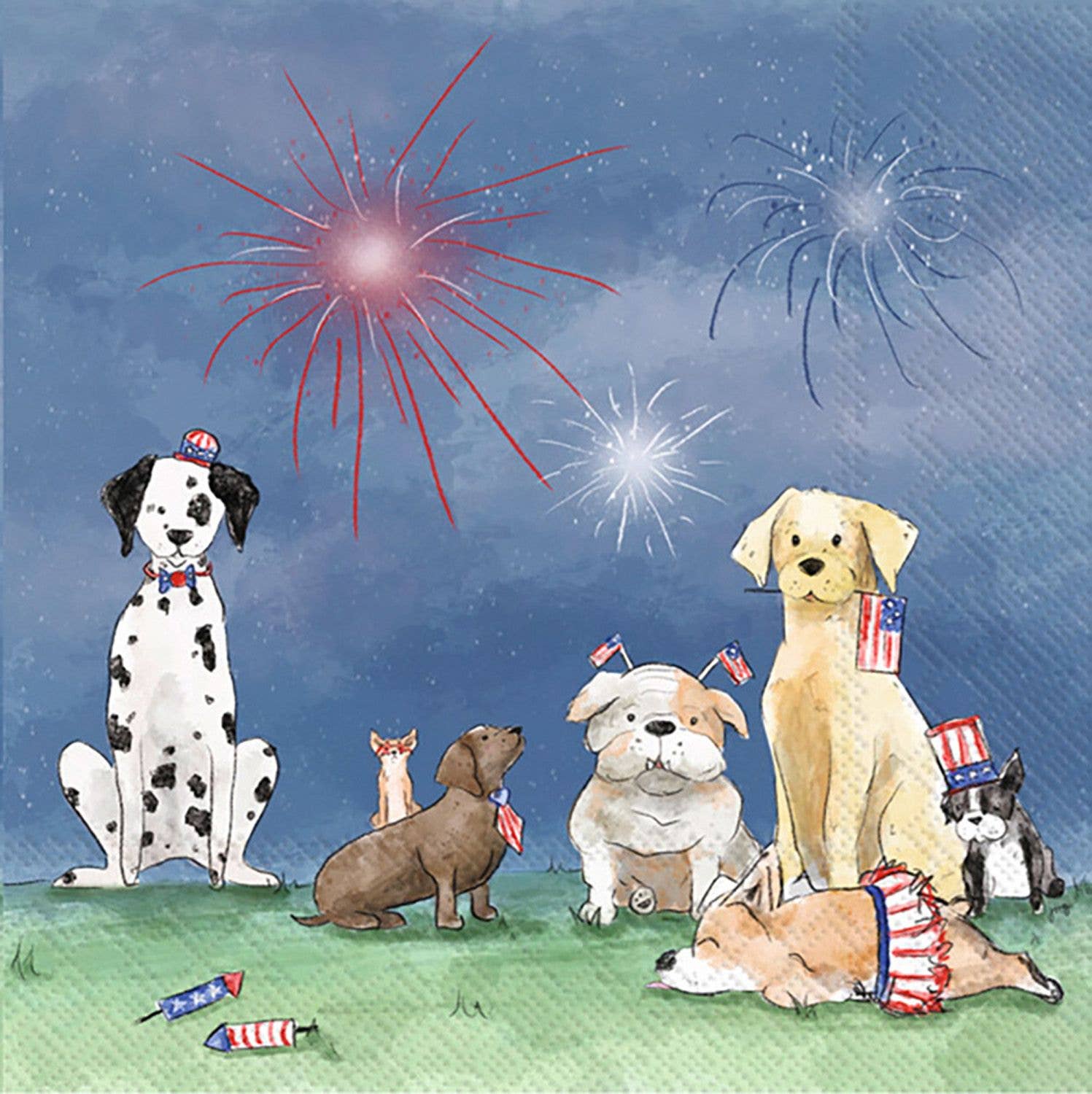 Paper Cocktail Napkins Pk of 20 Patriotic Pups 4th of July