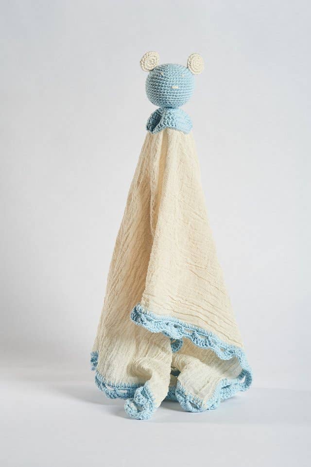 Organic Muslin Lovey Blanket Blue