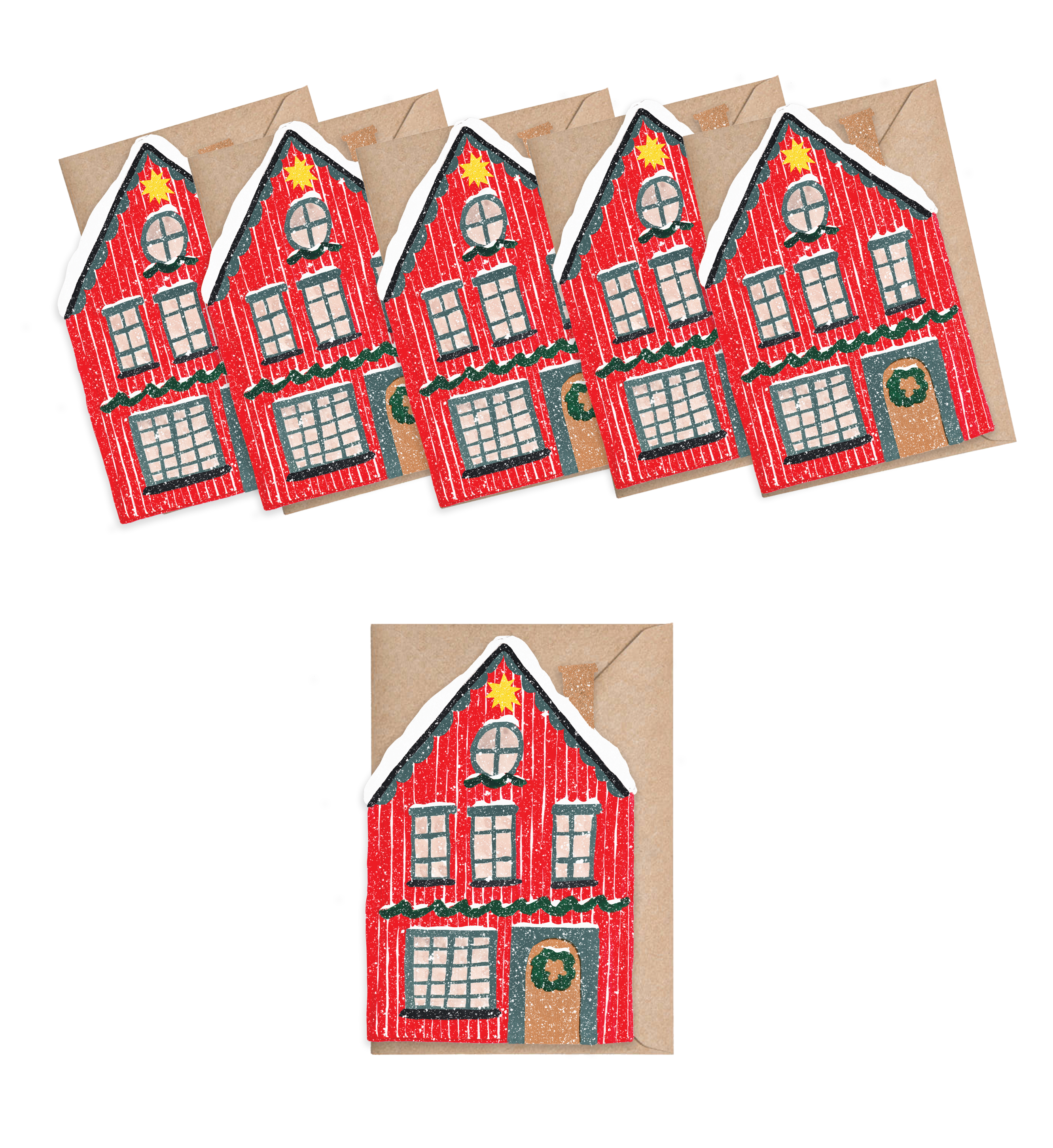 Red Cottage Mini Cards - box of 6