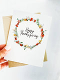 Happy Thanksgiving Watercolor Wreath Fall Greeting Card