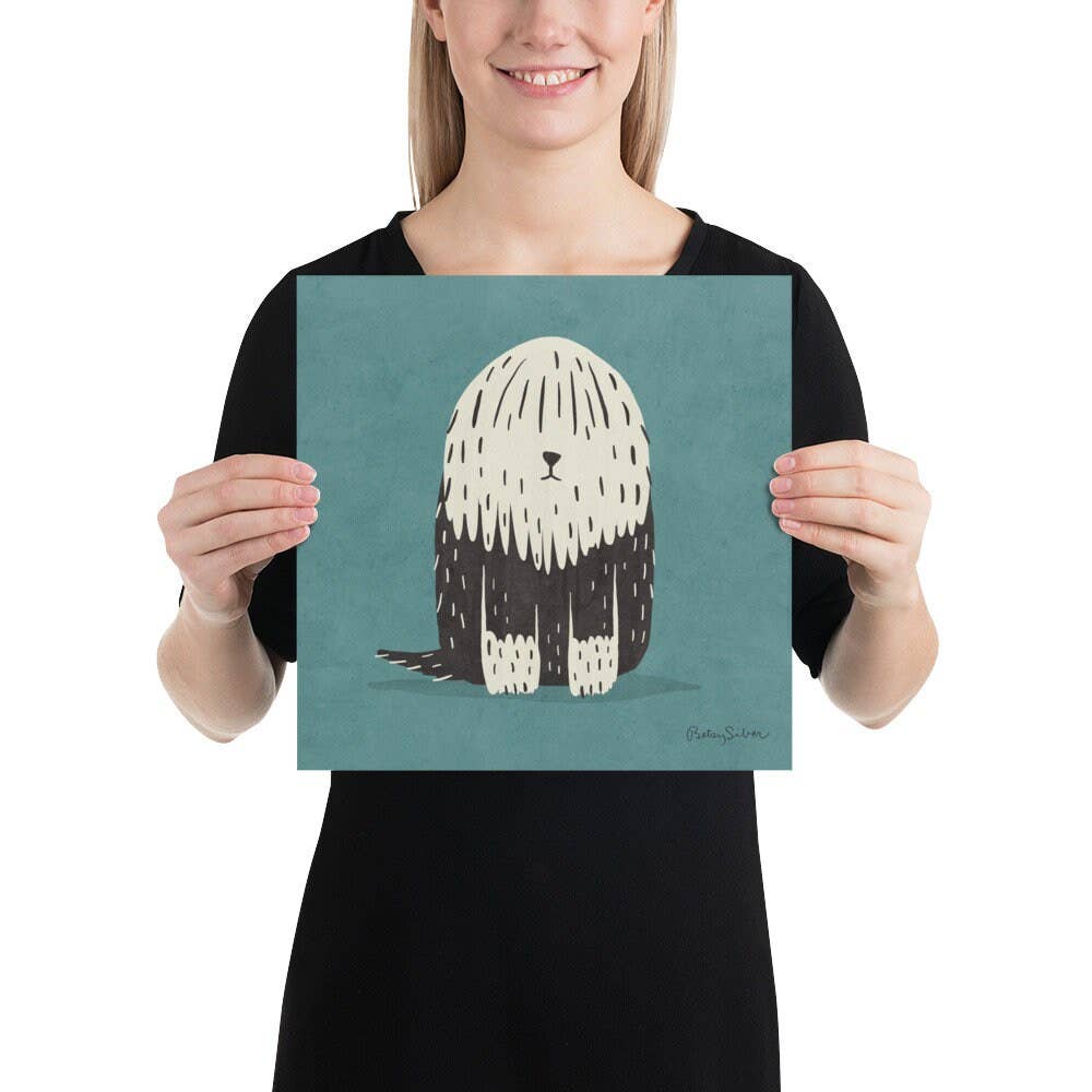 Sheepdog Art Print in Blue