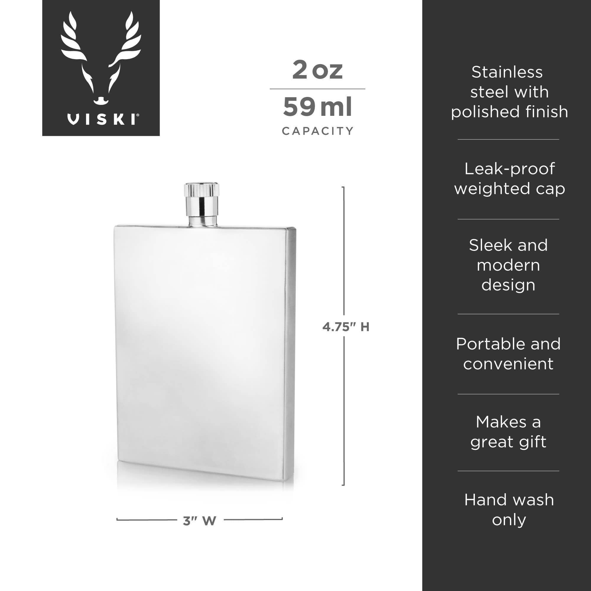 Harrison Polished Stainless Steel Slim Flask