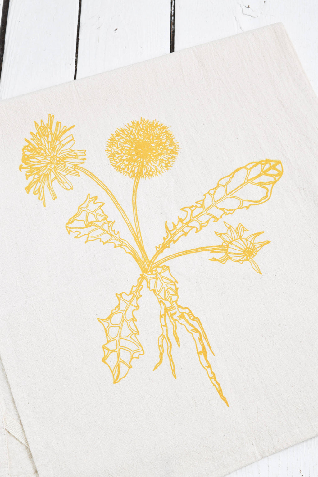 Dandelion Tea Towel - Mustard Yellow - Kitchen Decor - Gifts