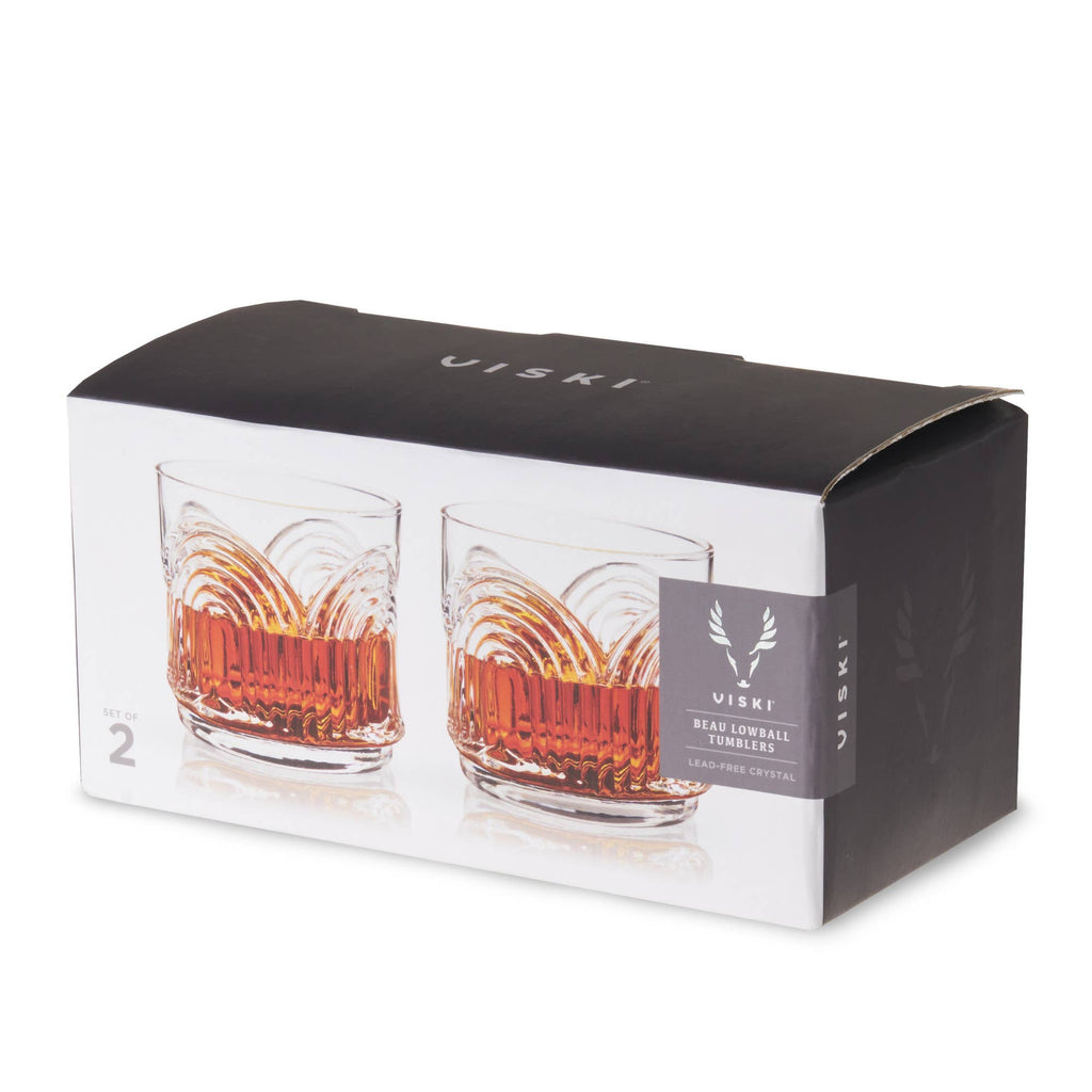 Deco Beau Crystal Lowball Tumblers Set of 2