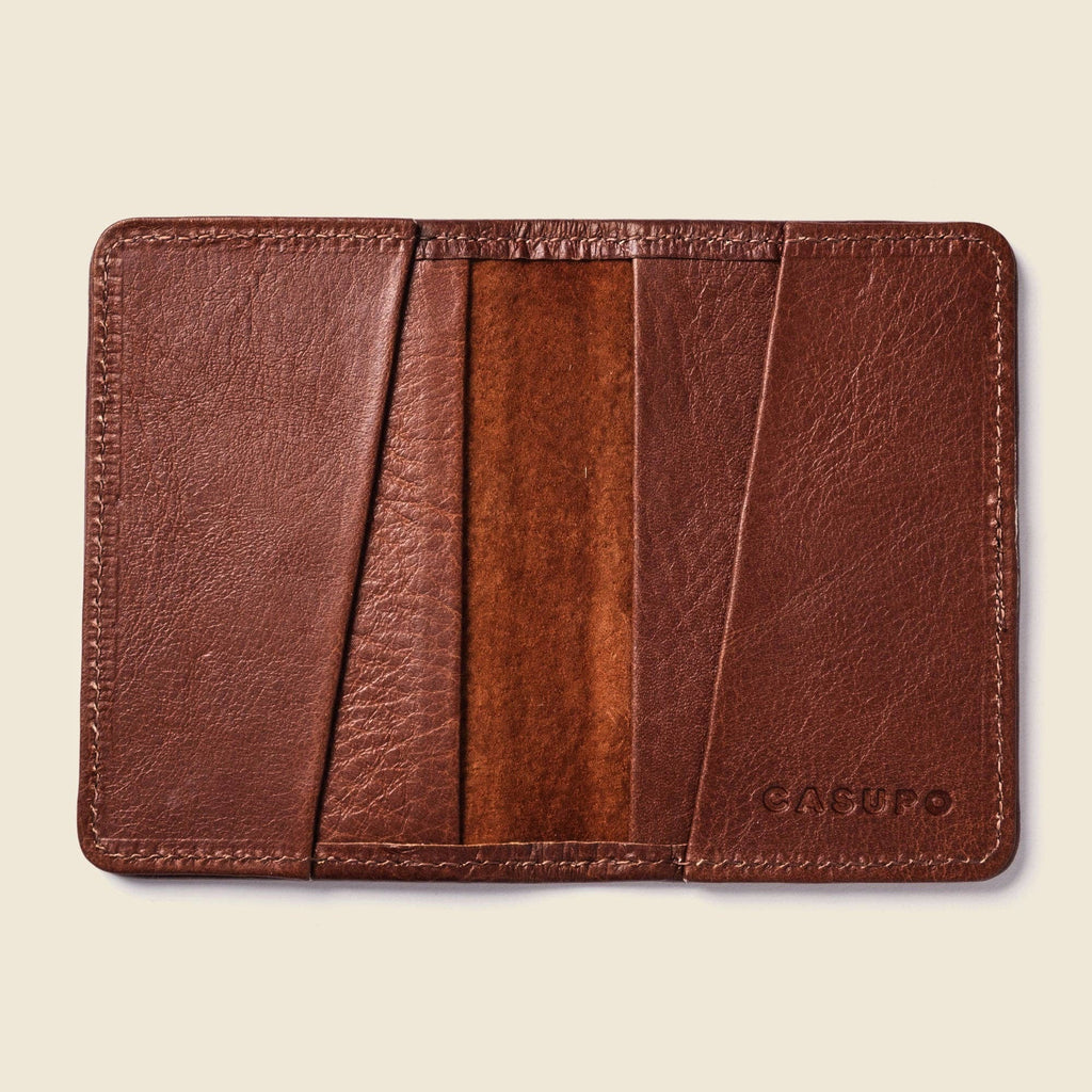 Leather Compact Bifold Wallet for Men - Chocolate