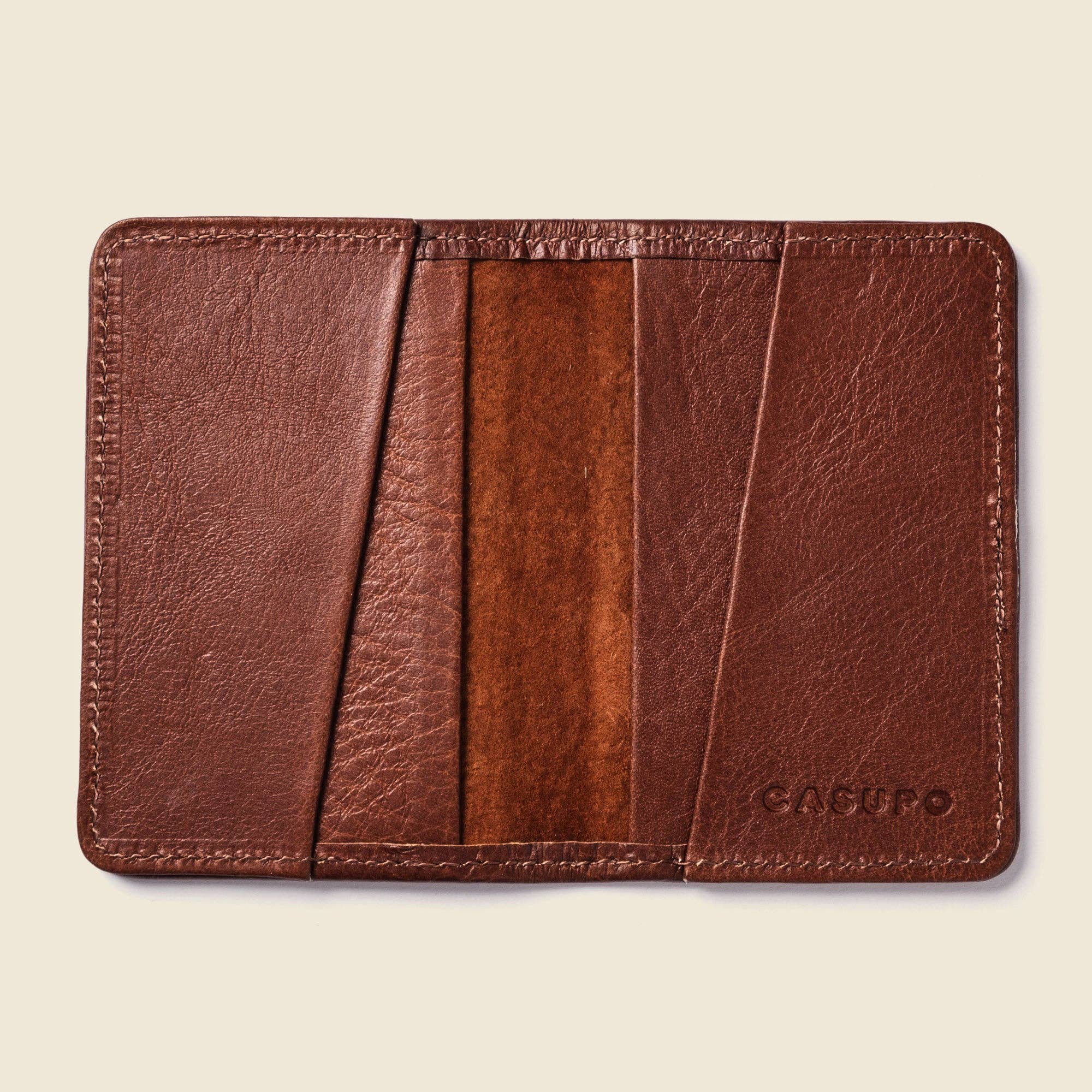 Leather Compact Bifold Wallet for Men - Chocolate