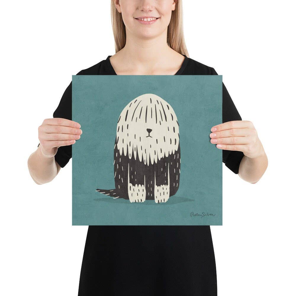 Sheepdog Art Print in Blue