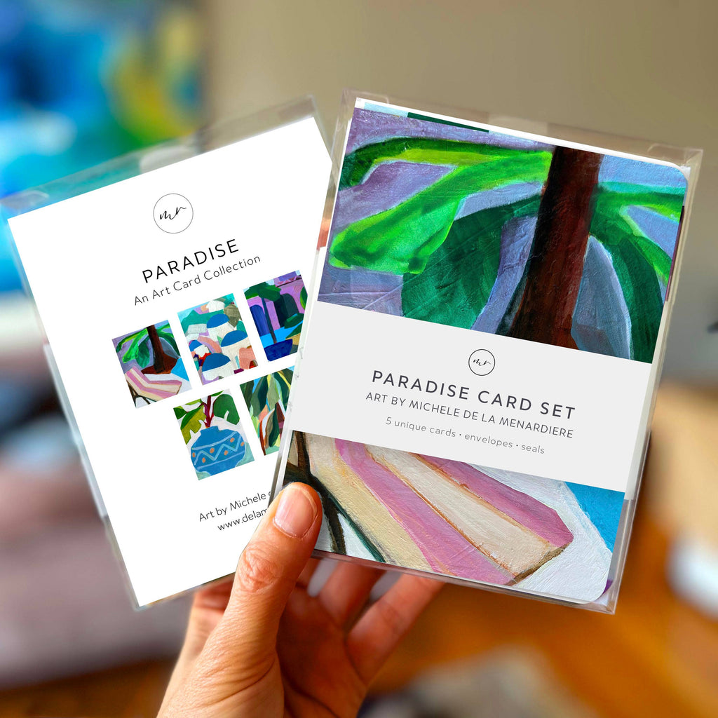 Travel-Inspired Abstract Art Card Set  – Paradise (Set of 5)