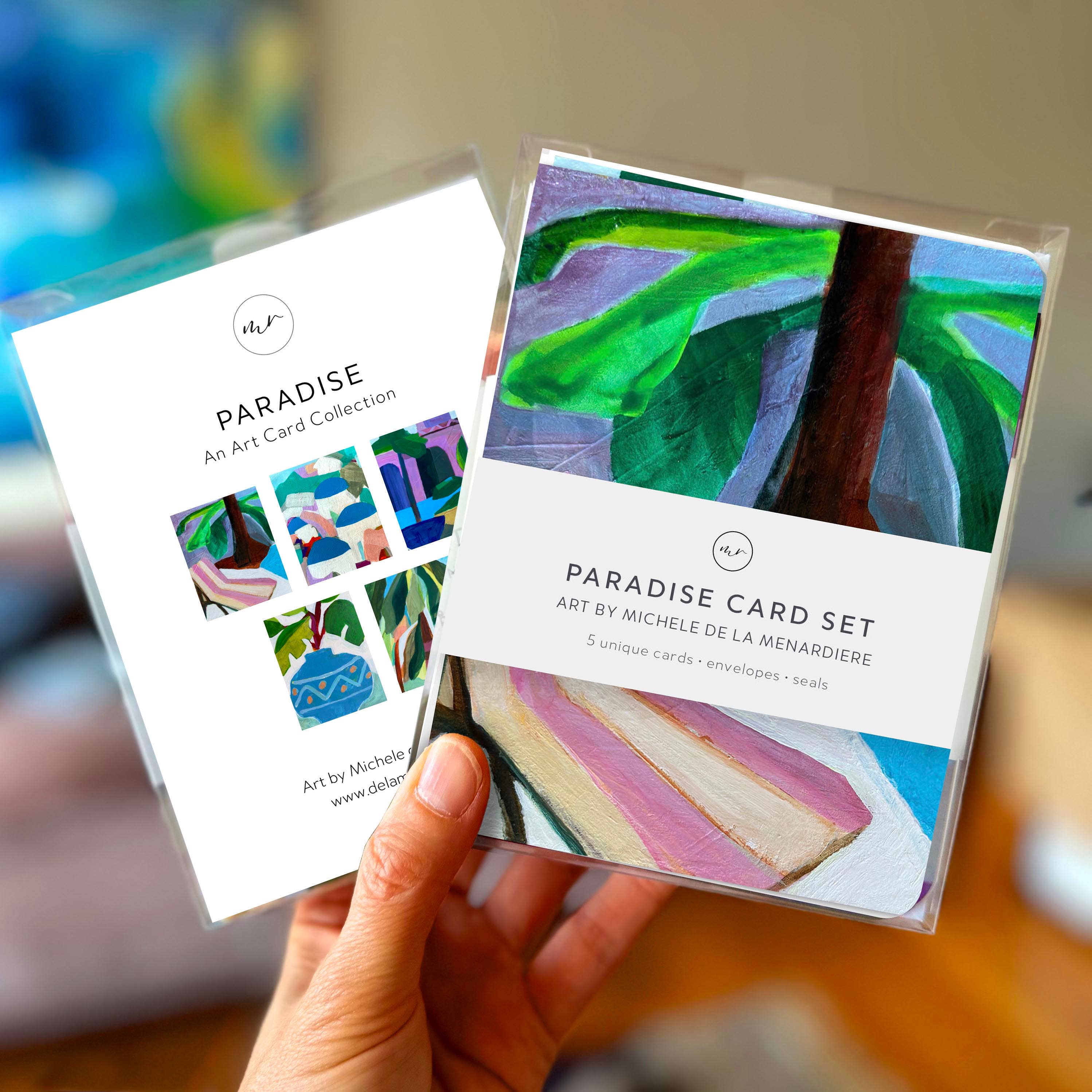 Travel-Inspired Abstract Art Card Set  – Paradise (Set of 5)