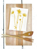 Dainty Flower Tea Towel - Organic Cotton - Mustard Yellow