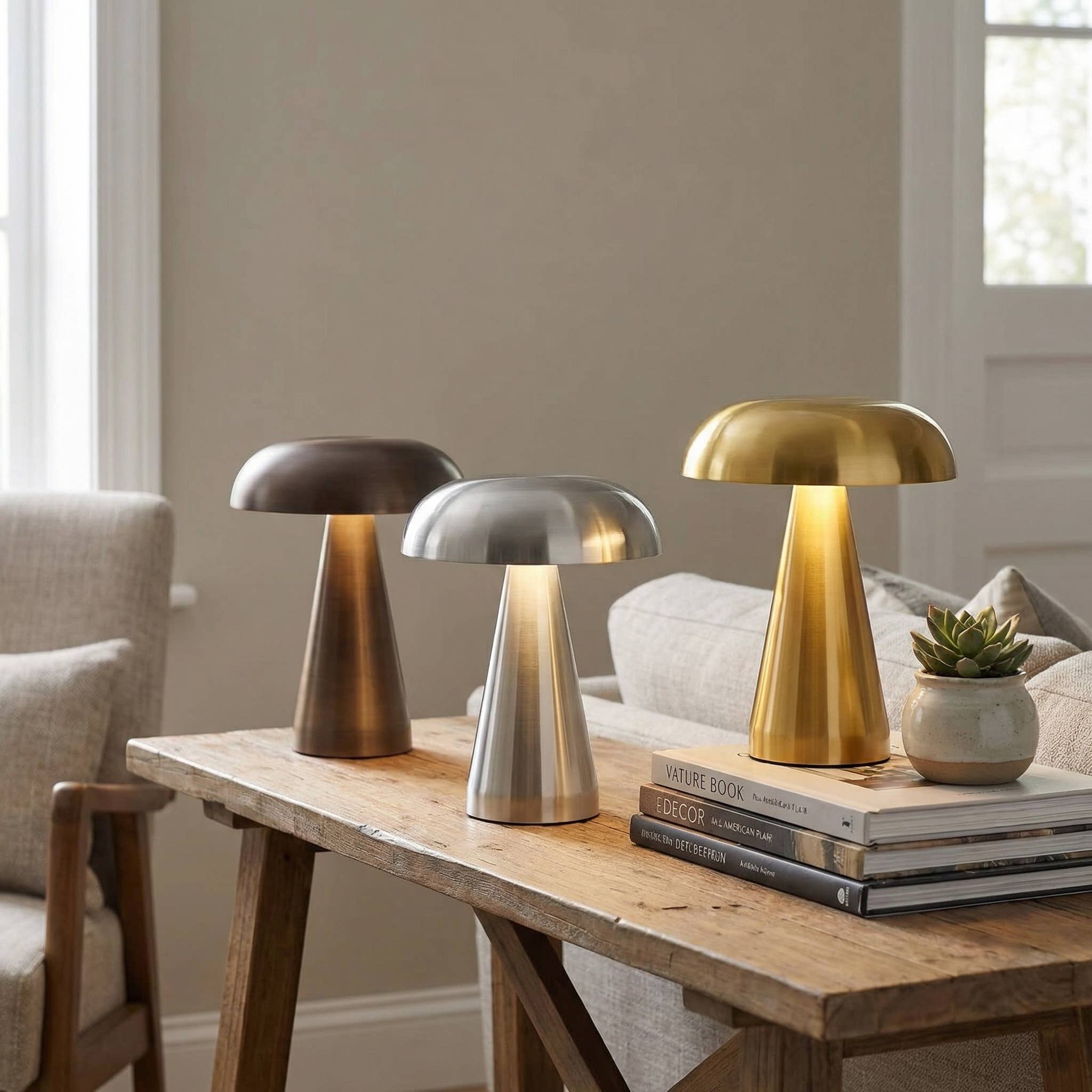 Metallic Mushroom Table Lamp