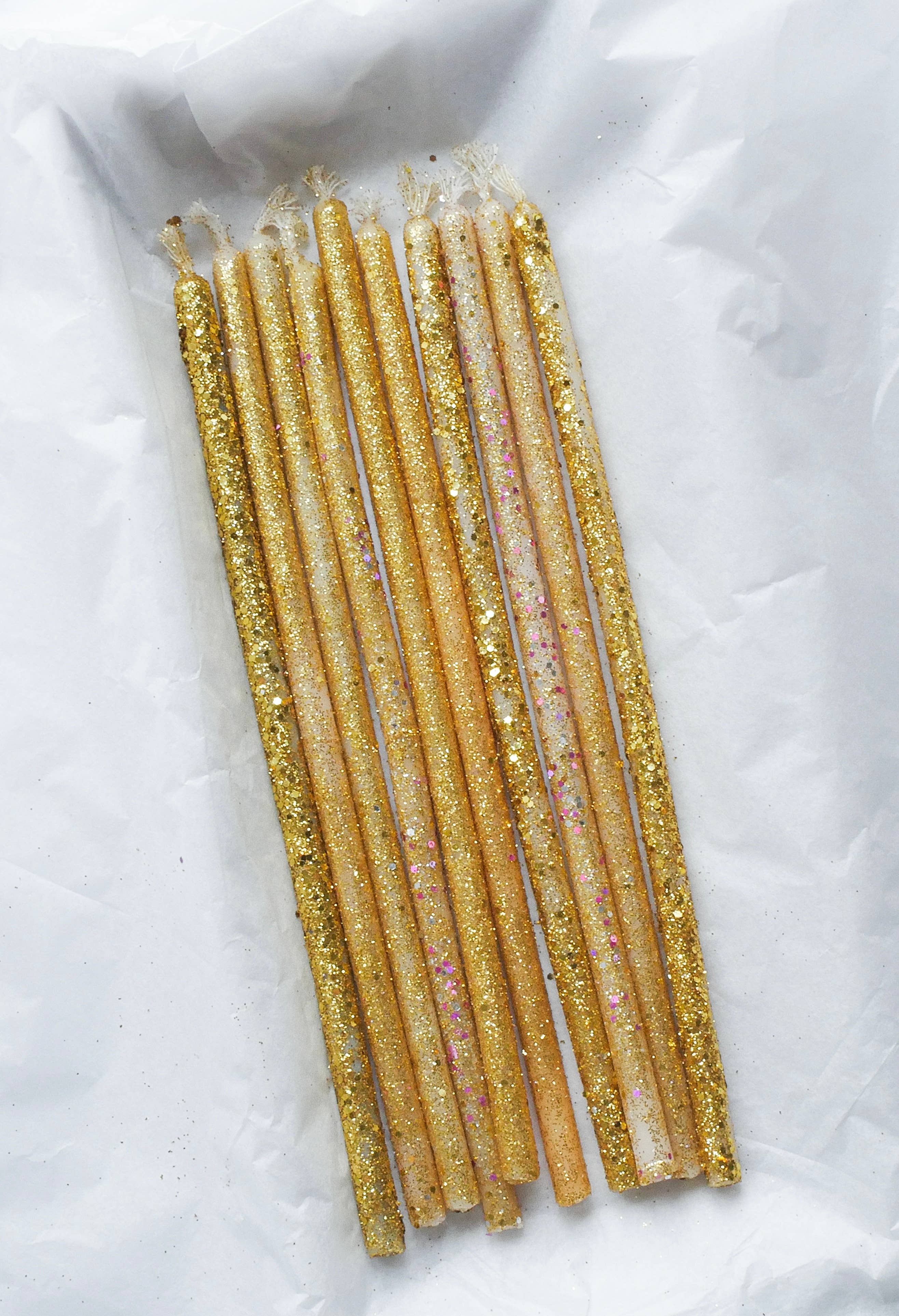 Birthday candles natural wax / Biodegradable glitter