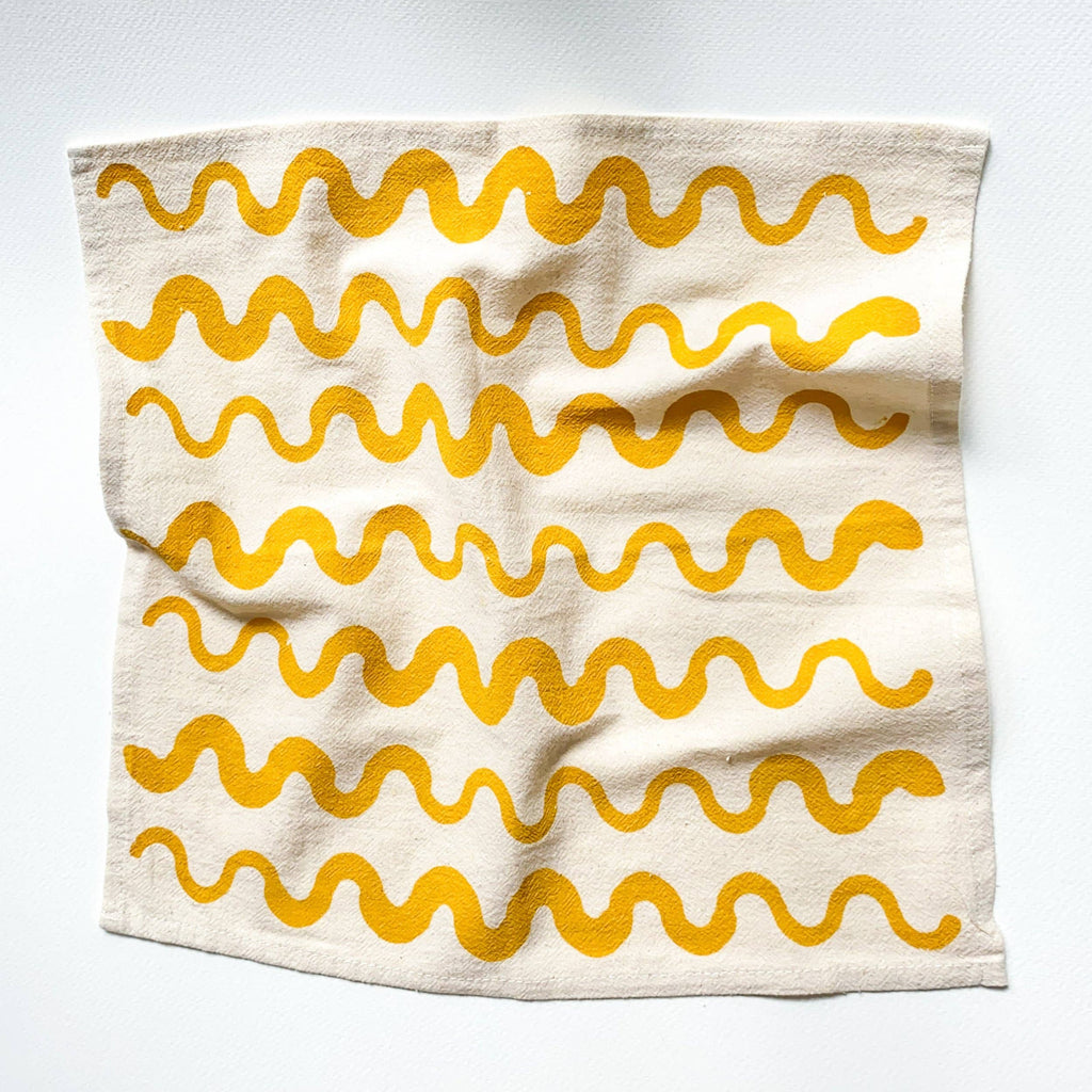 Wavy Stripes Hand Printed Cotton Napkins, Set of 4