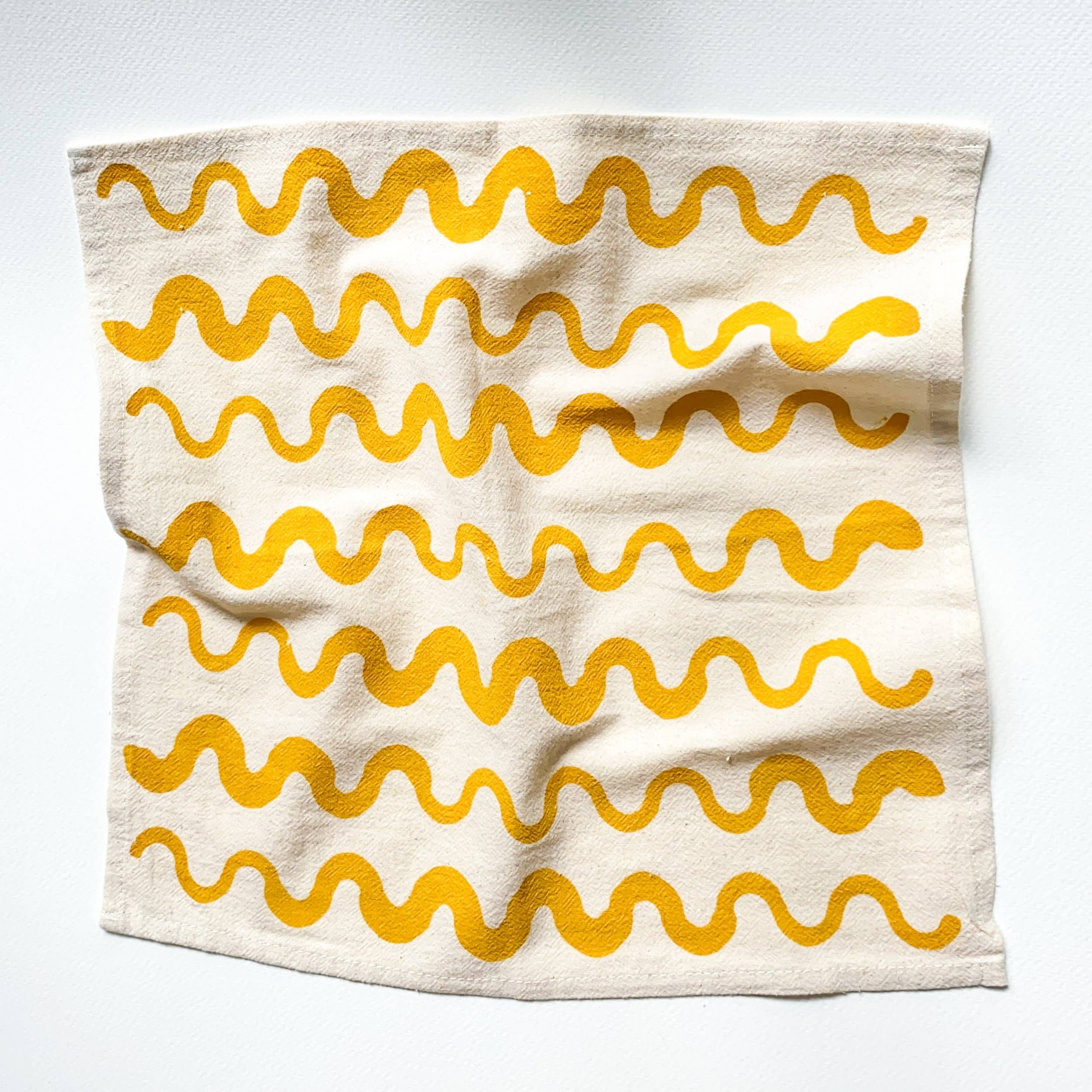 Wavy Stripes Hand Printed Cotton Napkins, Set of 4