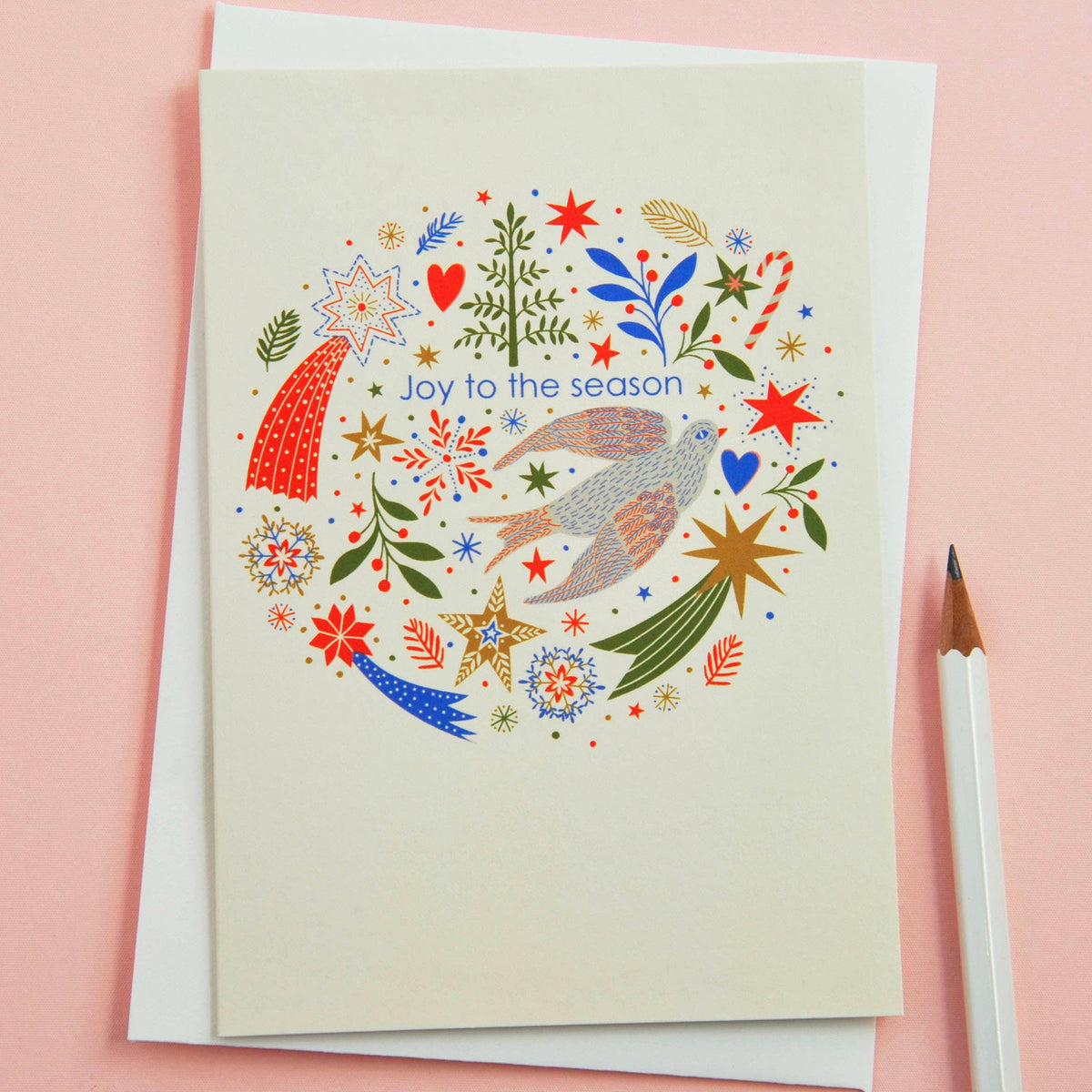 Joy To The Season Bird & Stars Christmas Greetings Card